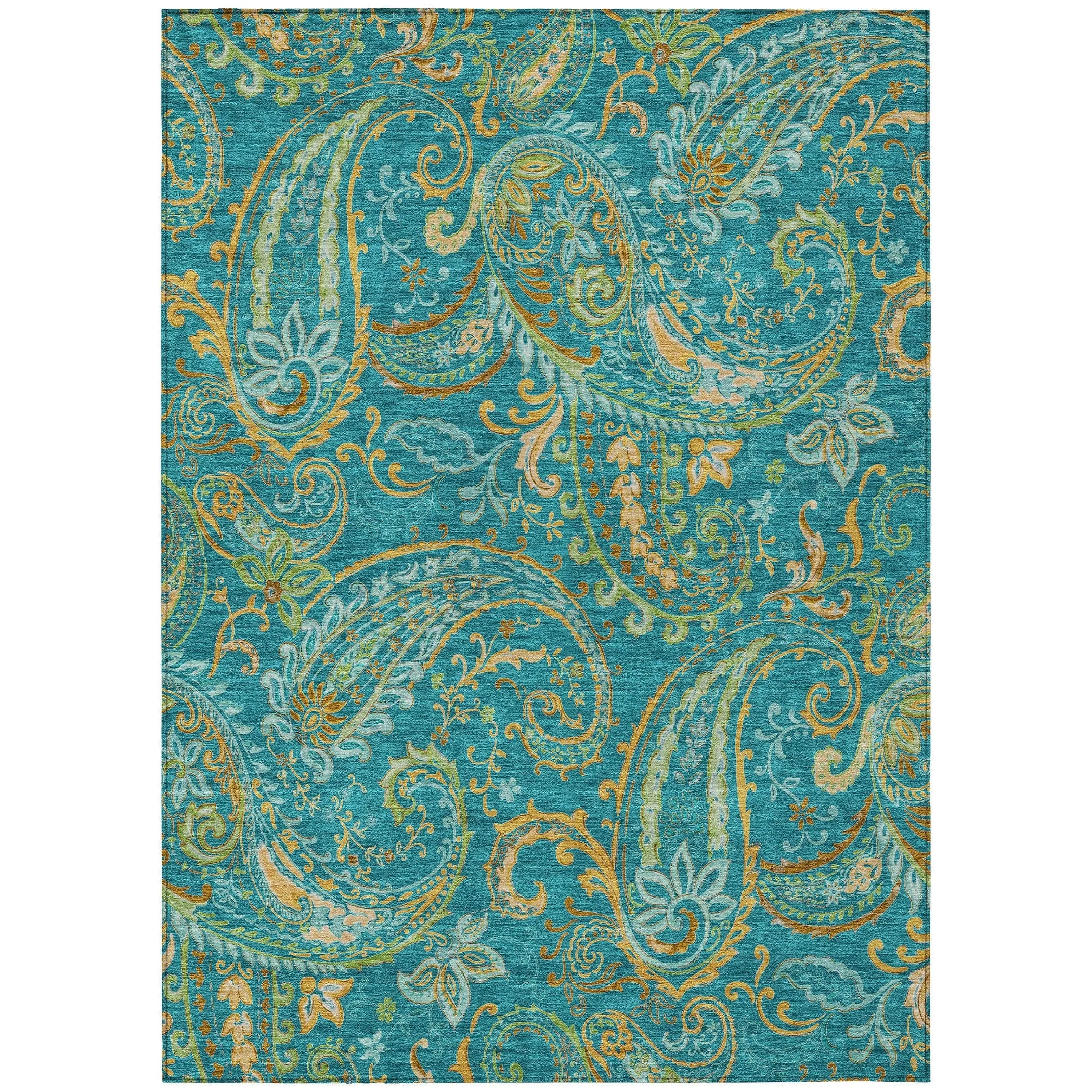 Machine Washable Indoor/ Outdoor Paisley Chantille Rug