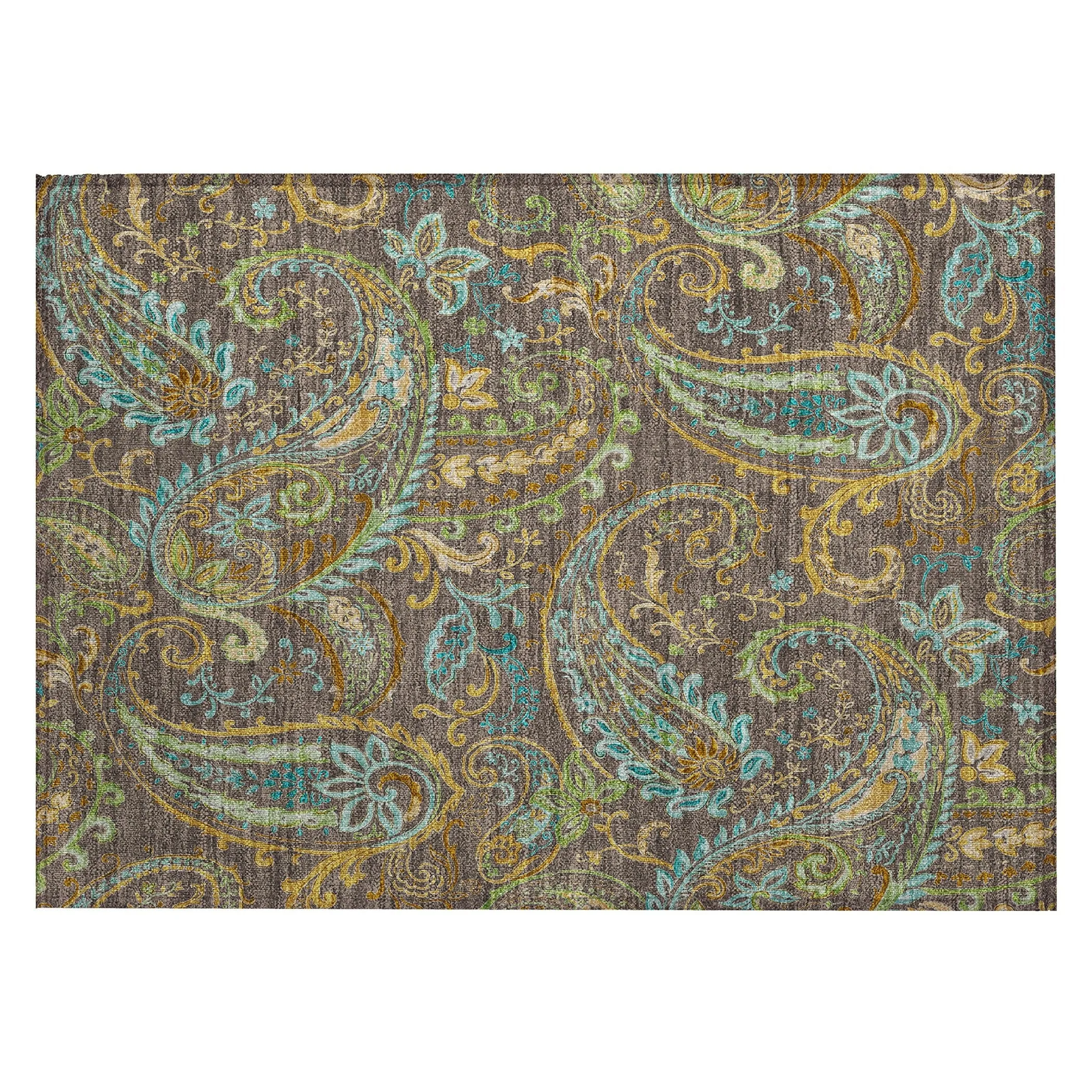 Machine Washable Indoor/ Outdoor Paisley Chantille Rug