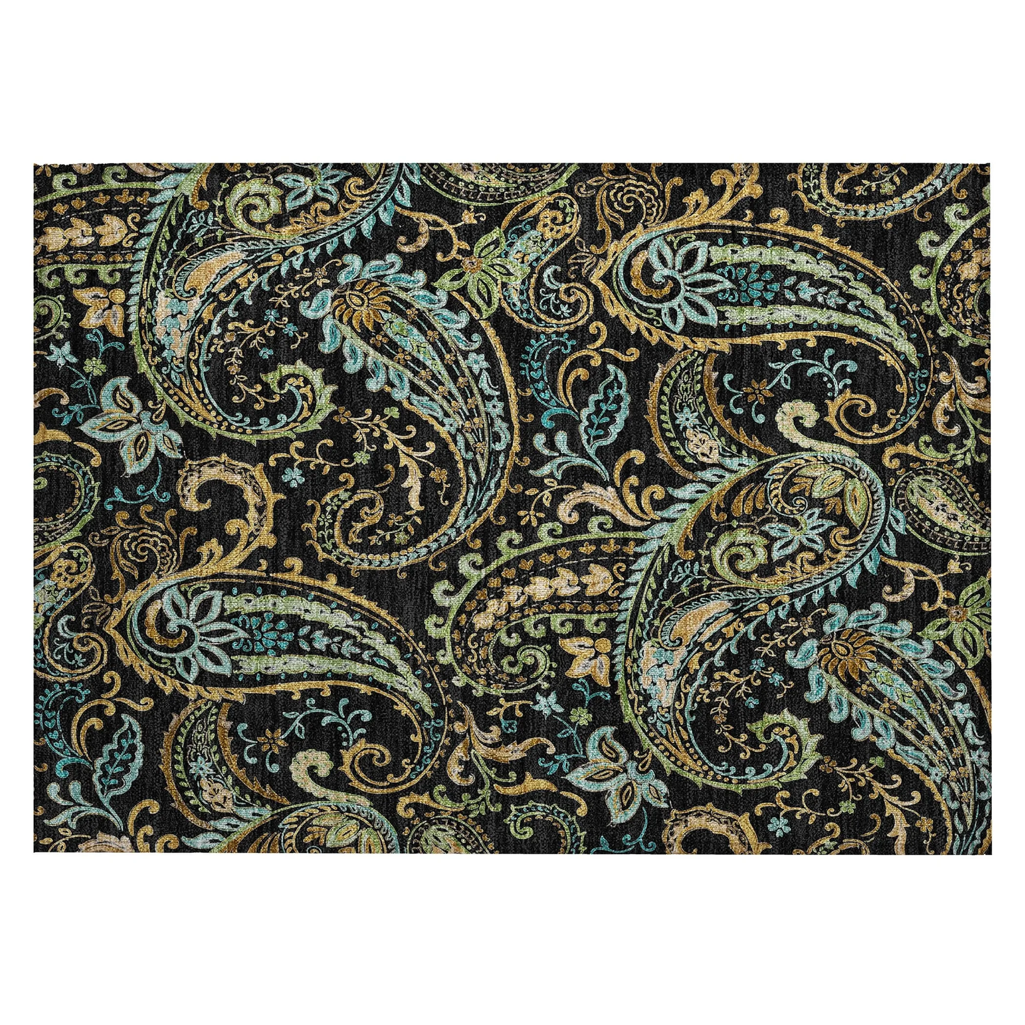 Machine Washable Indoor/ Outdoor Paisley Chantille Rug