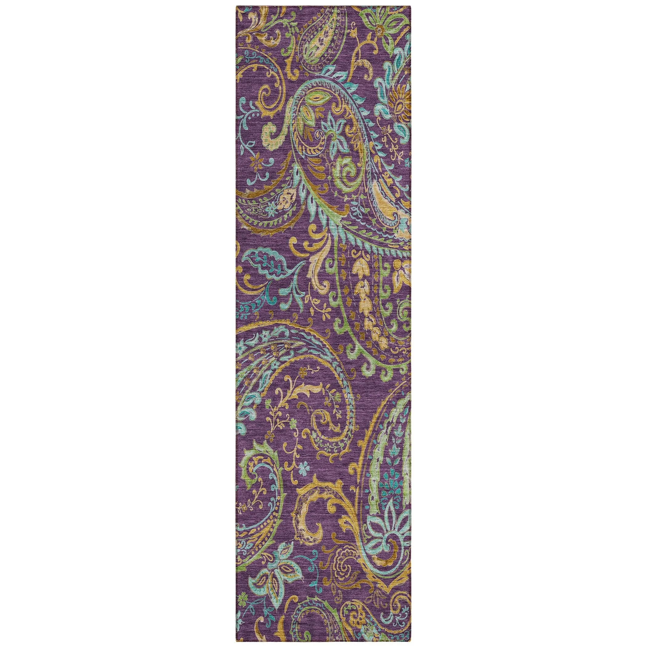 Machine Washable Indoor/ Outdoor Paisley Chantille Rug