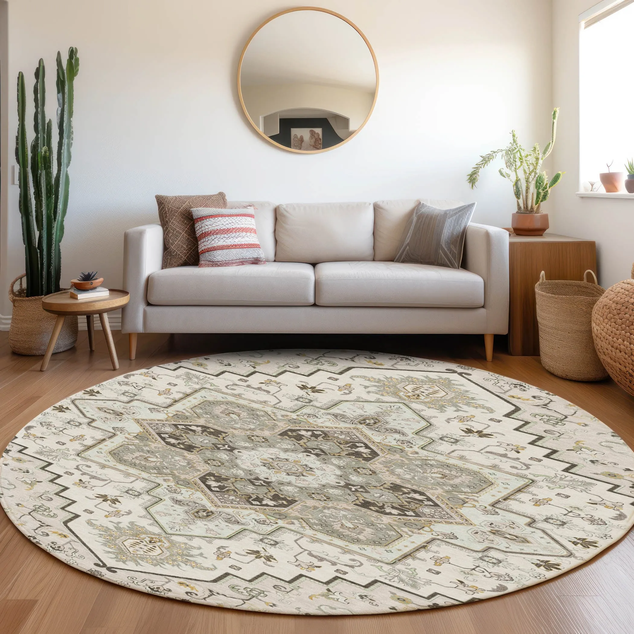 Machine Washable Indoor/ Outdoor Persian Traditional Chantille Rug
