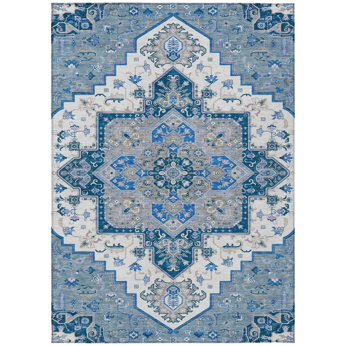Machine Washable Indoor/ Outdoor Persian Traditional Chantille Rug