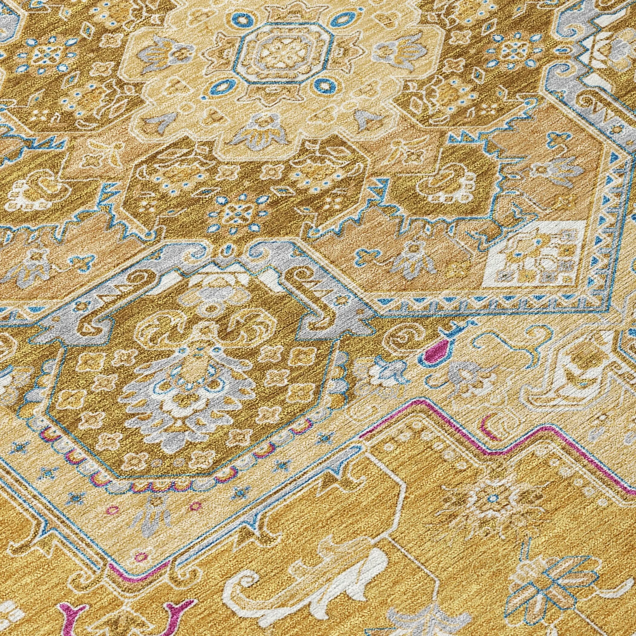 Machine Washable Indoor/ Outdoor Persian Traditional Chantille Rug