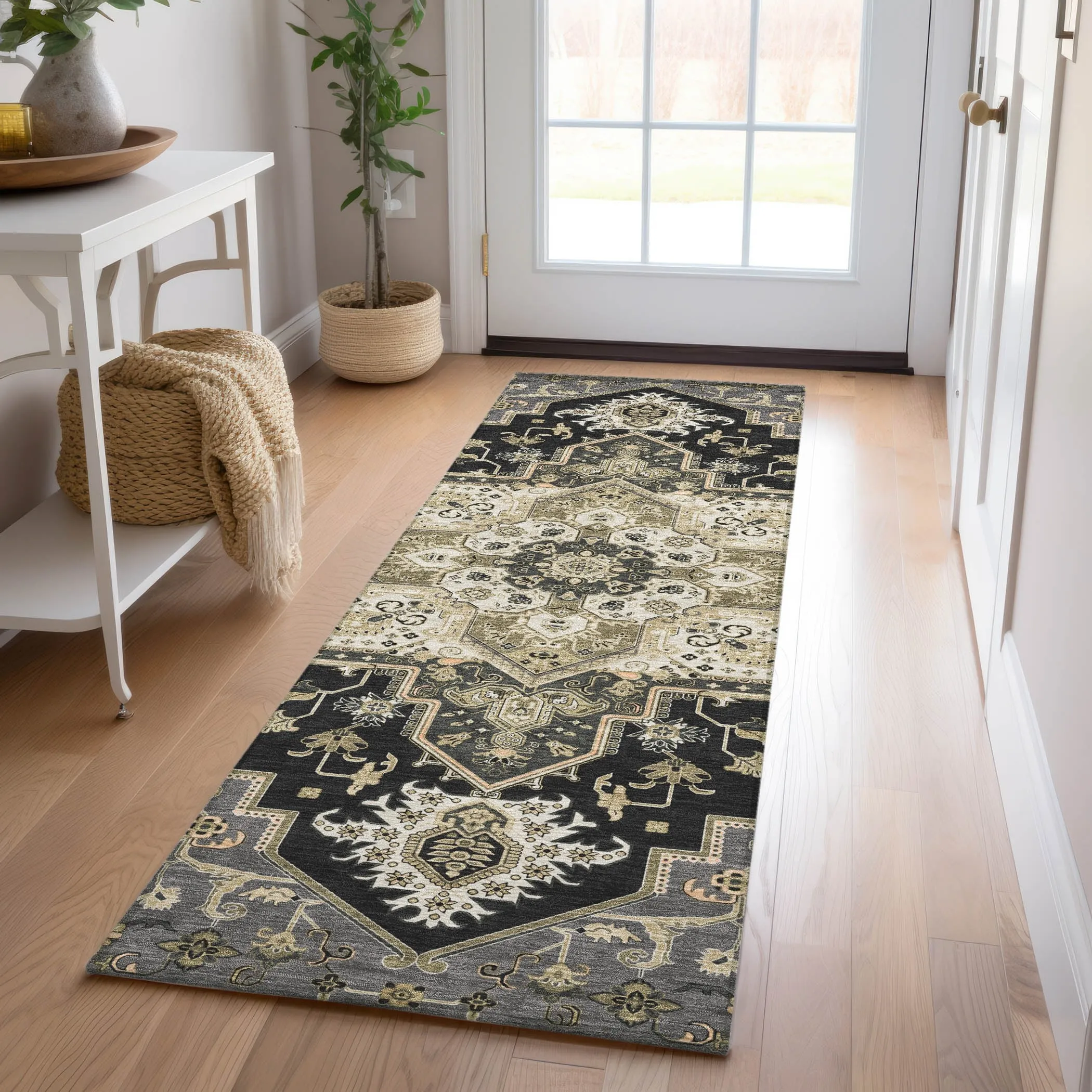 Machine Washable Indoor/ Outdoor Persian Traditional Chantille Rug