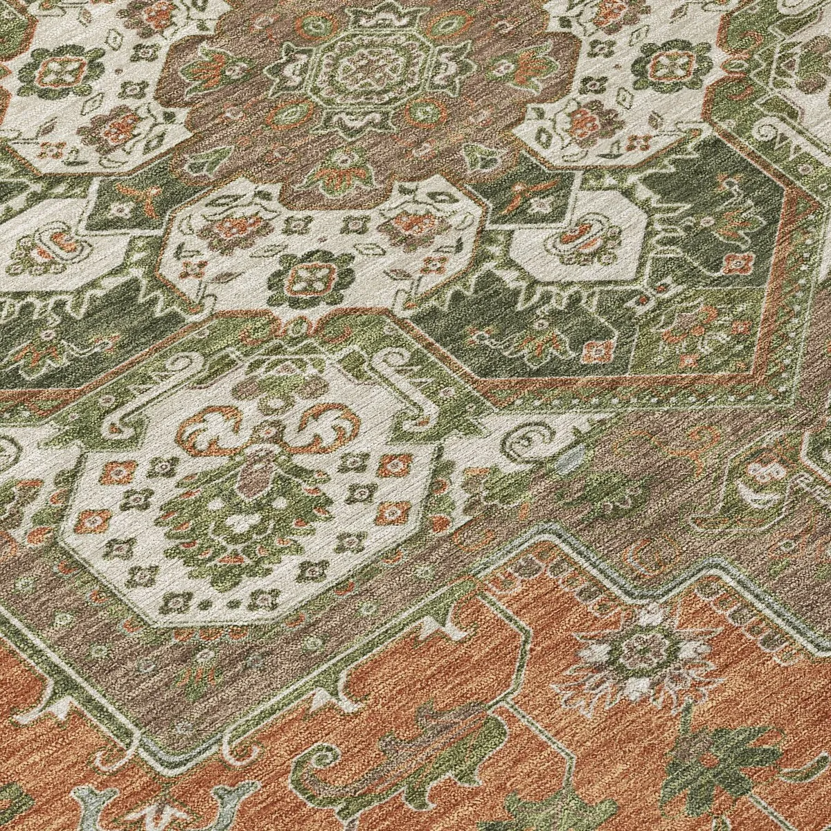 Machine Washable Indoor/ Outdoor Persian Traditional Chantille Rug