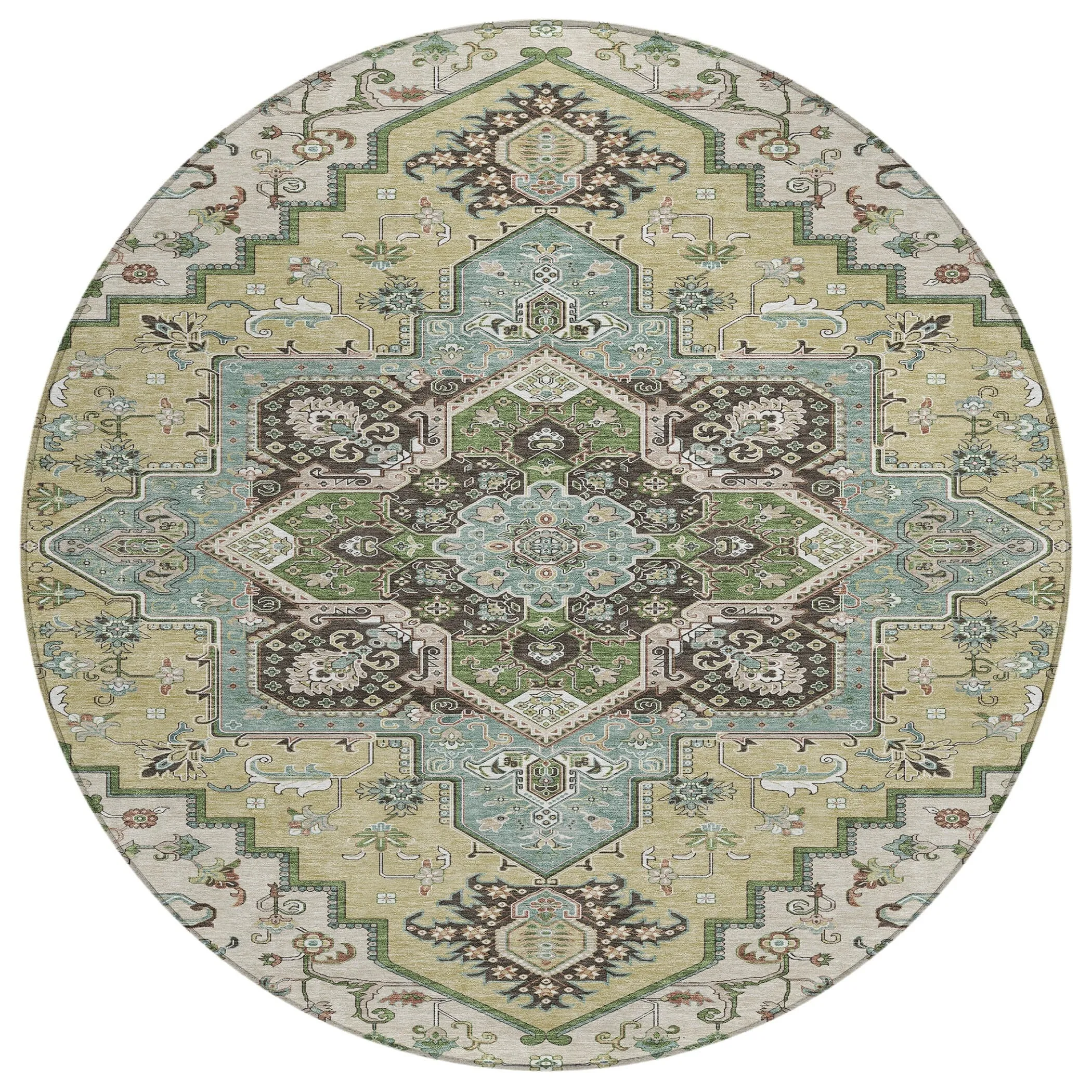 Machine Washable Indoor/ Outdoor Persian Traditional Chantille Rug