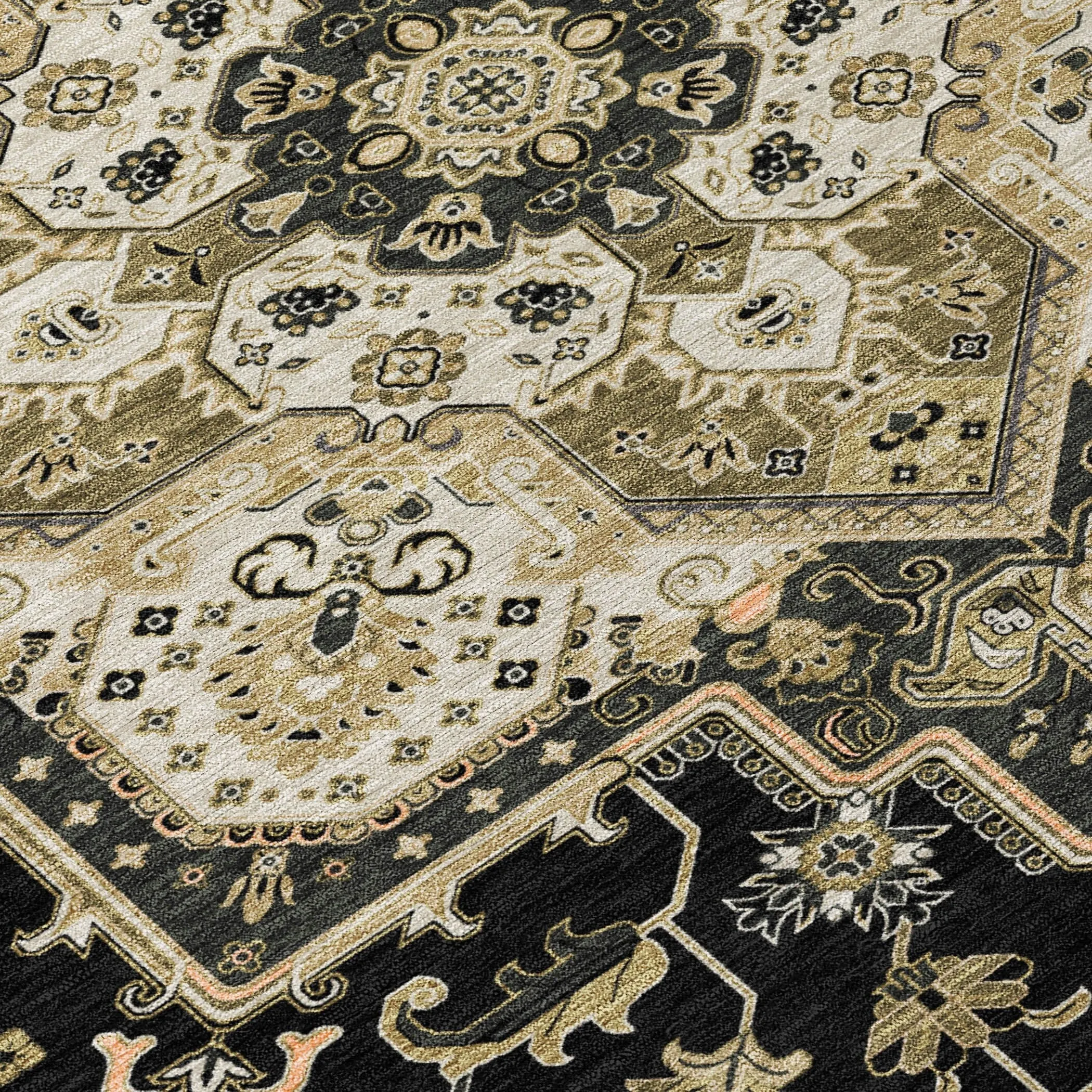 Machine Washable Indoor/ Outdoor Persian Traditional Chantille Rug