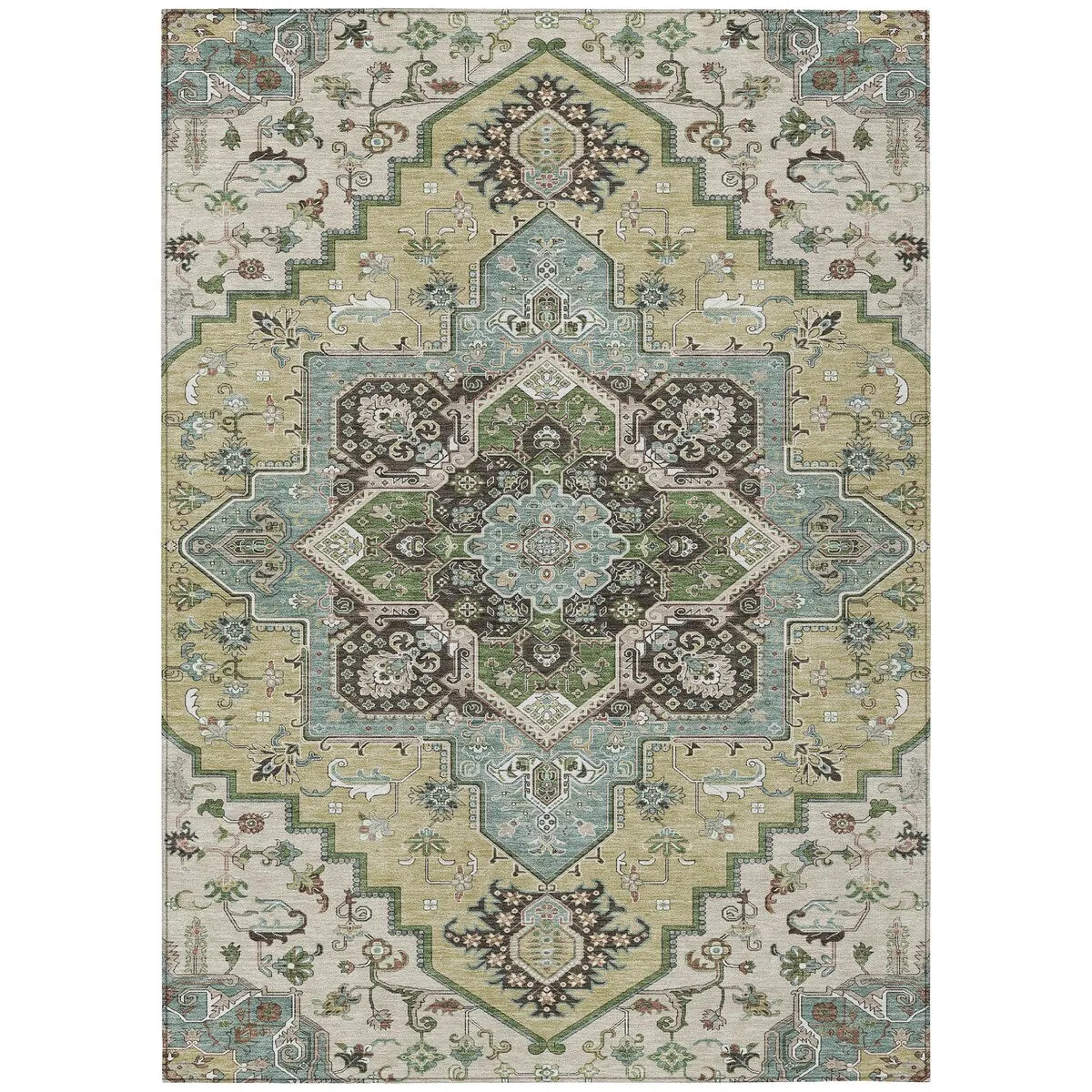Machine Washable Indoor/ Outdoor Persian Traditional Chantille Rug