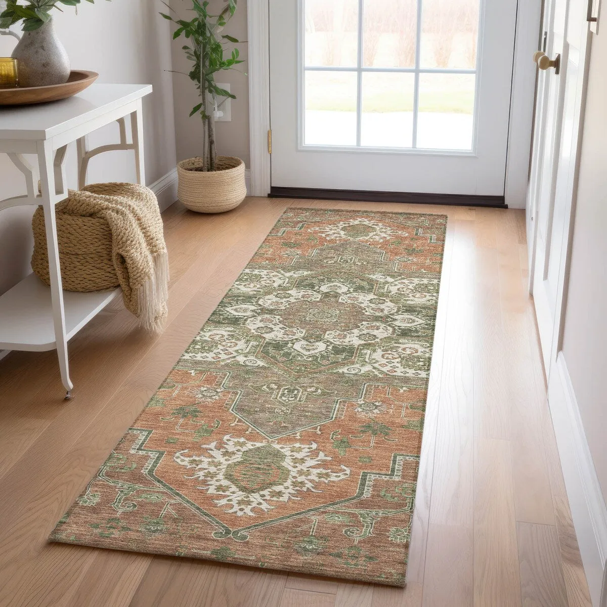 Machine Washable Indoor/ Outdoor Persian Traditional Chantille Rug