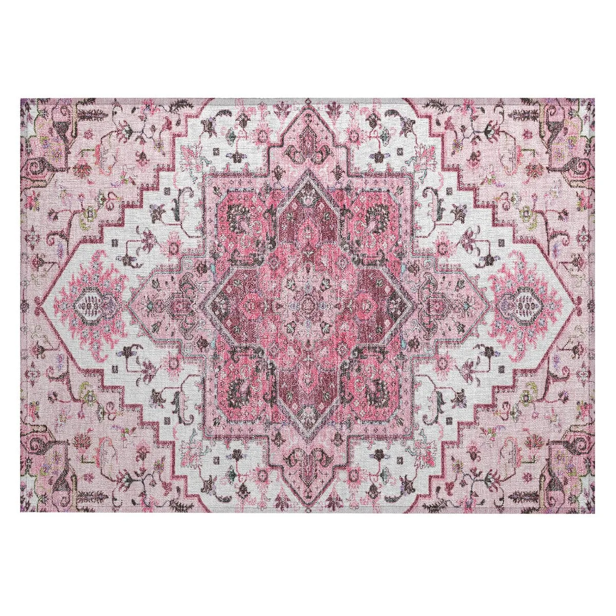 Machine Washable Indoor/ Outdoor Persian Traditional Chantille Rug