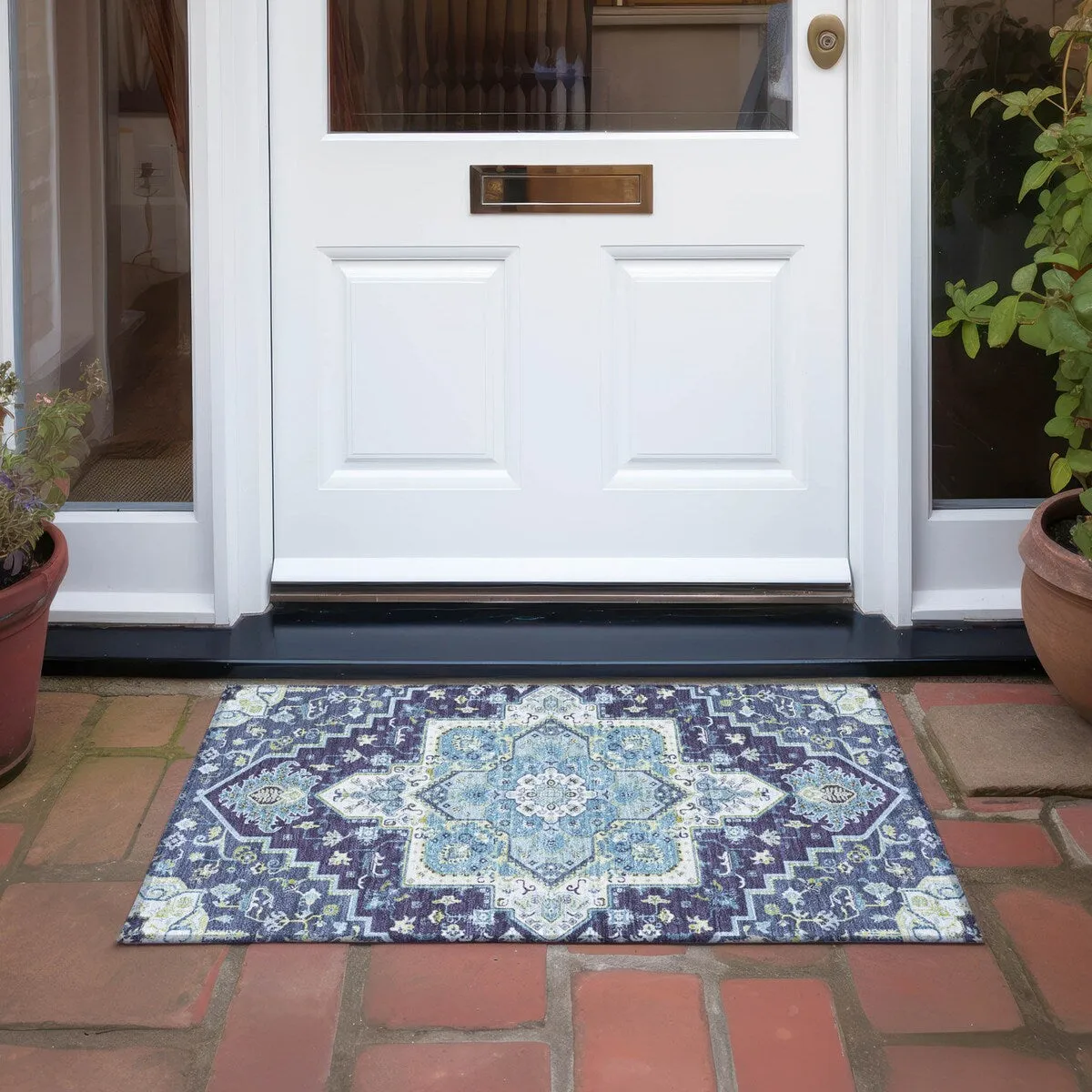 Machine Washable Indoor/ Outdoor Persian Traditional Chantille Rug