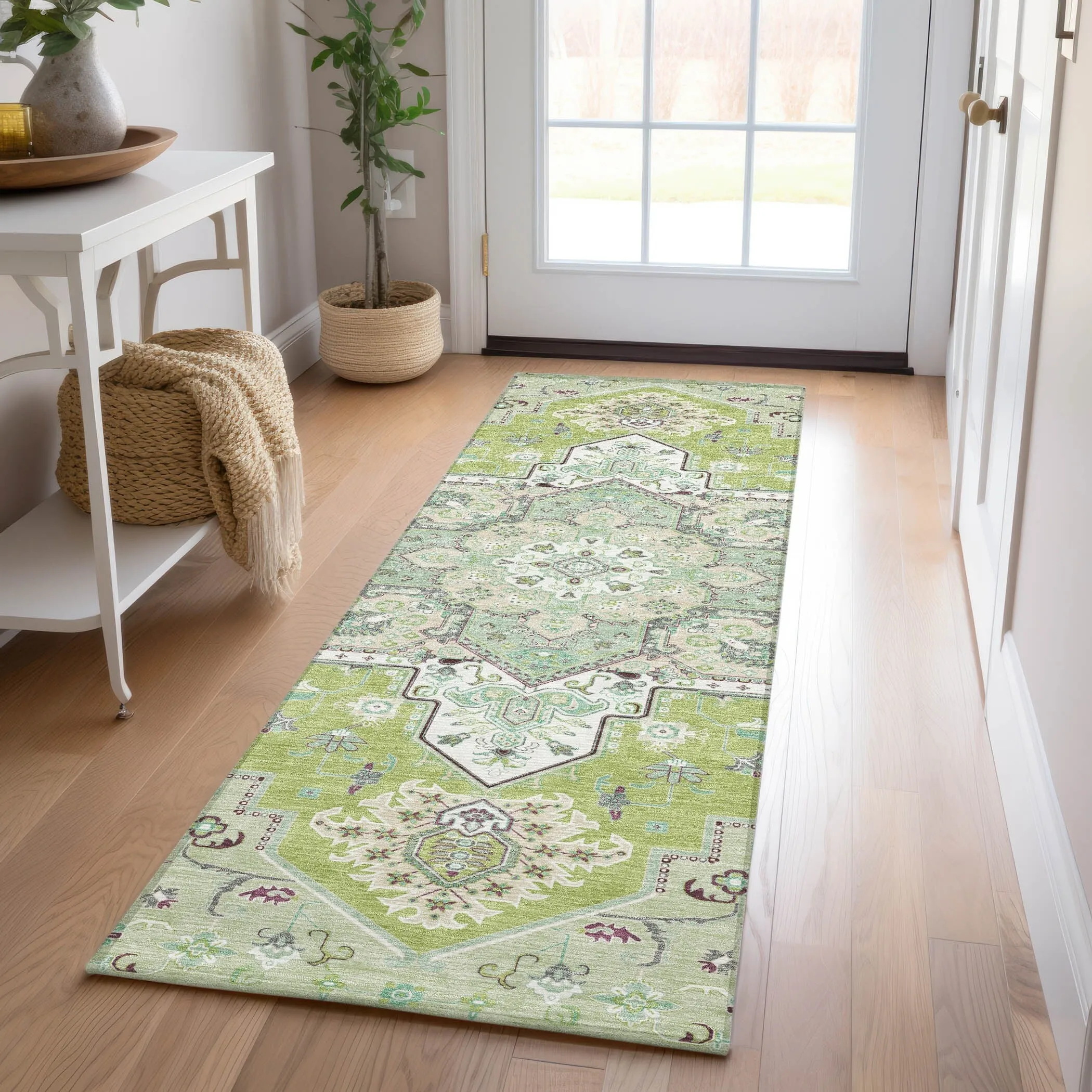 Machine Washable Indoor/ Outdoor Persian Traditional Chantille Rug