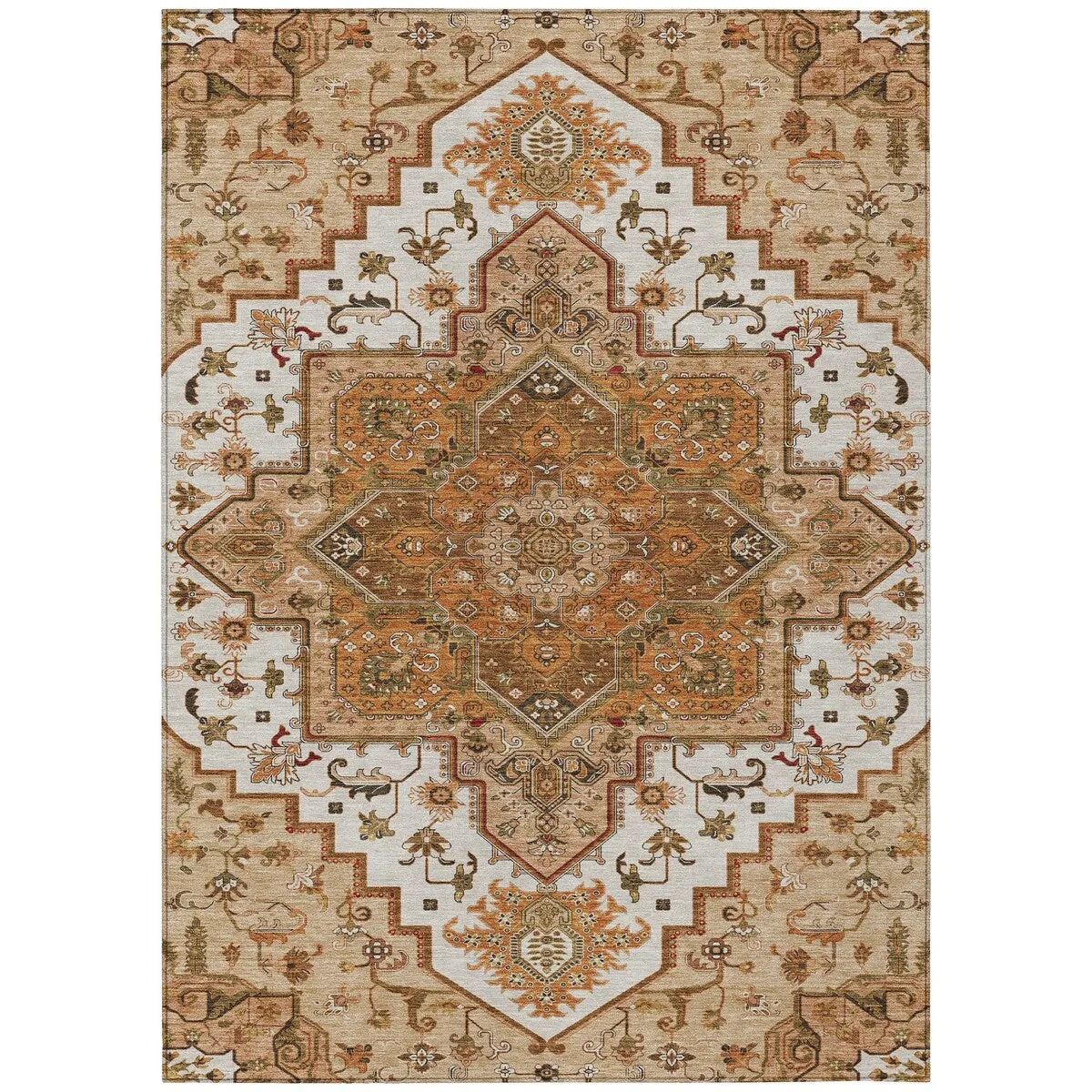 Machine Washable Indoor/ Outdoor Persian Traditional Chantille Rug