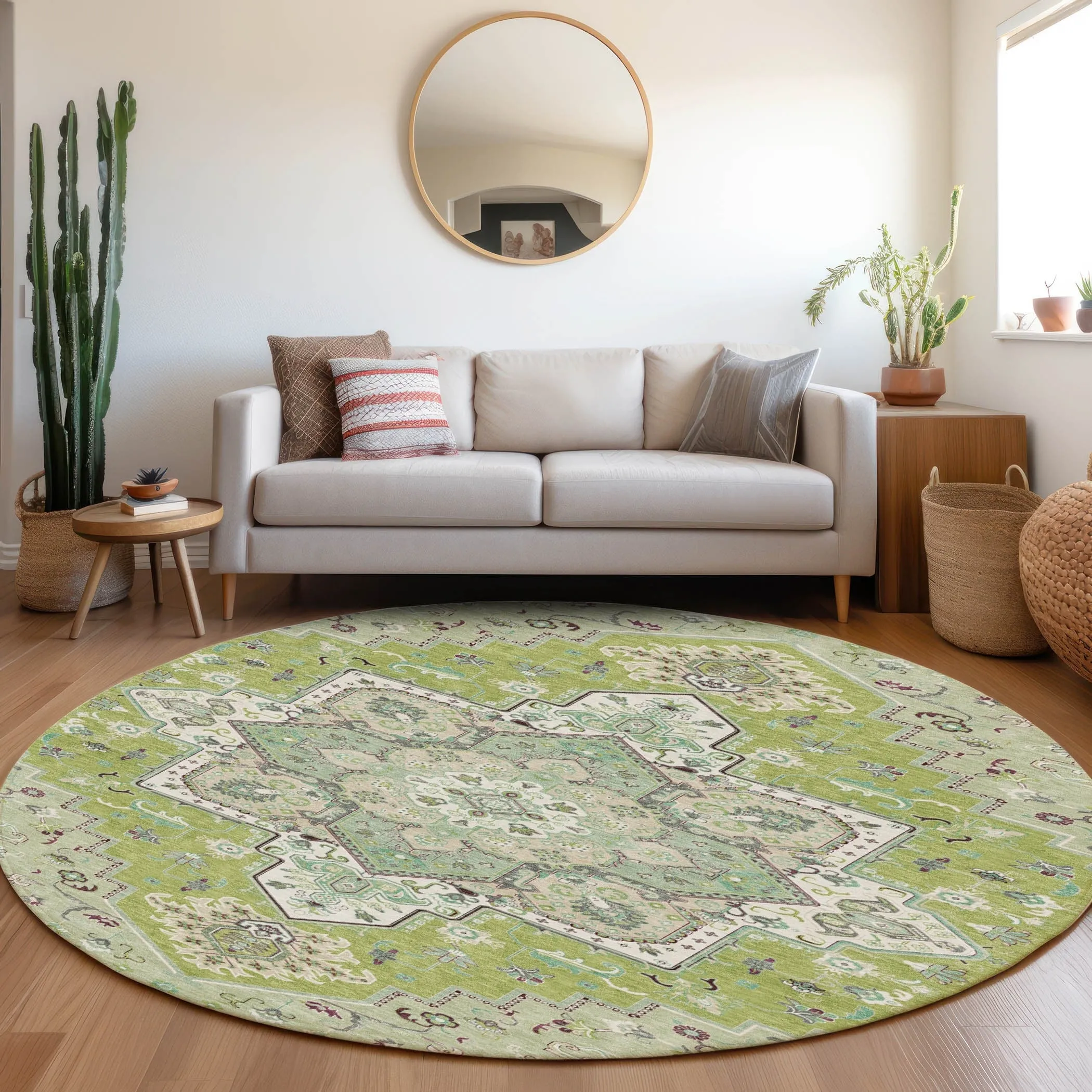 Machine Washable Indoor/ Outdoor Persian Traditional Chantille Rug