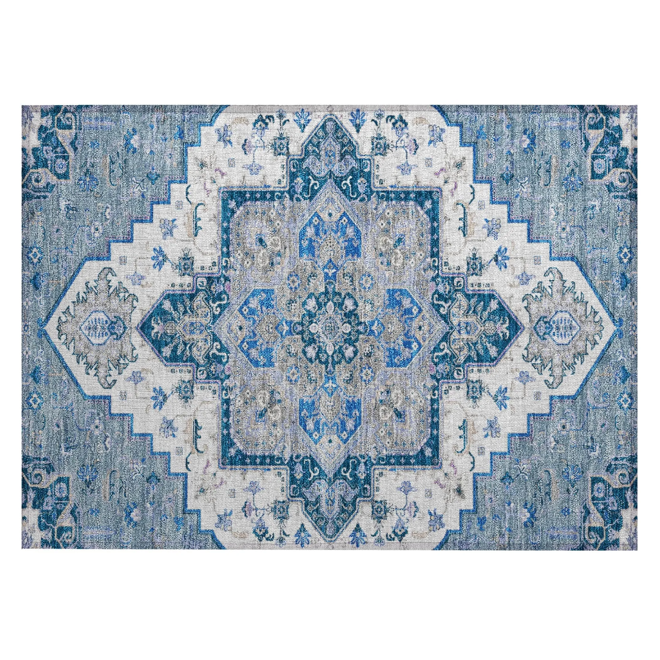 Machine Washable Indoor/ Outdoor Persian Traditional Chantille Rug