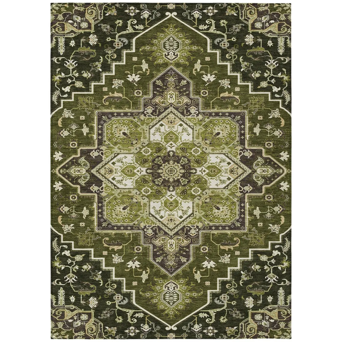 Machine Washable Indoor/ Outdoor Persian Traditional Chantille Rug