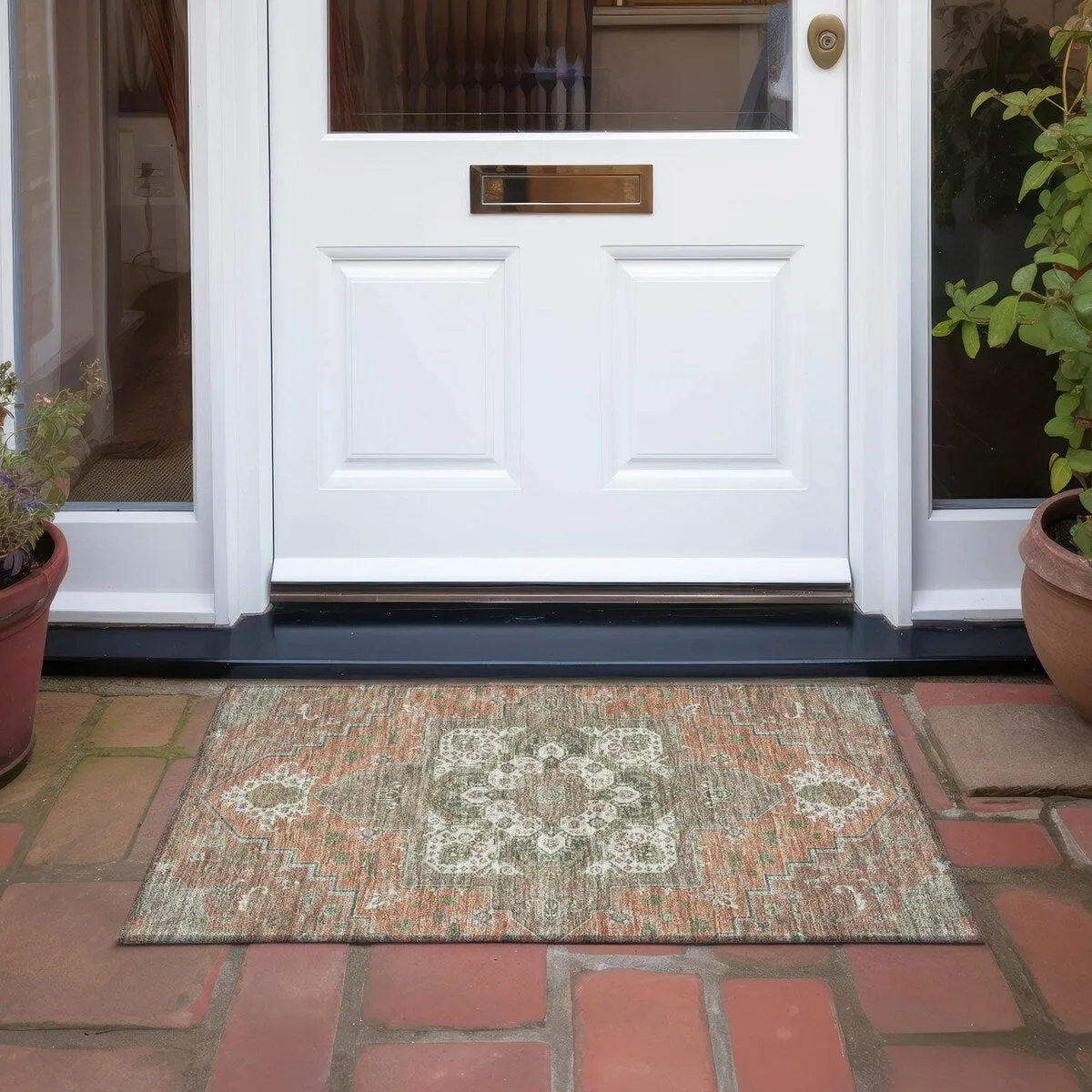 Machine Washable Indoor/ Outdoor Persian Traditional Chantille Rug