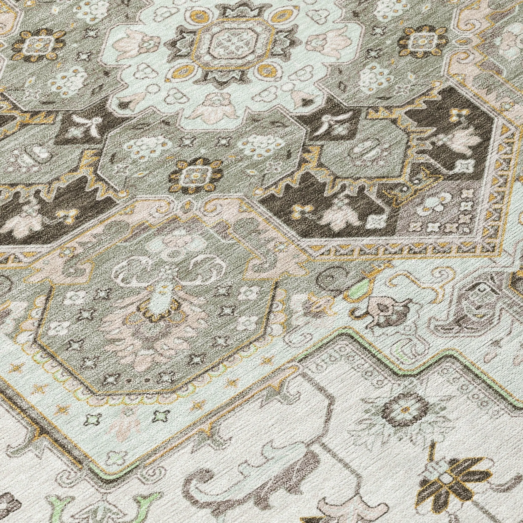 Machine Washable Indoor/ Outdoor Persian Traditional Chantille Rug