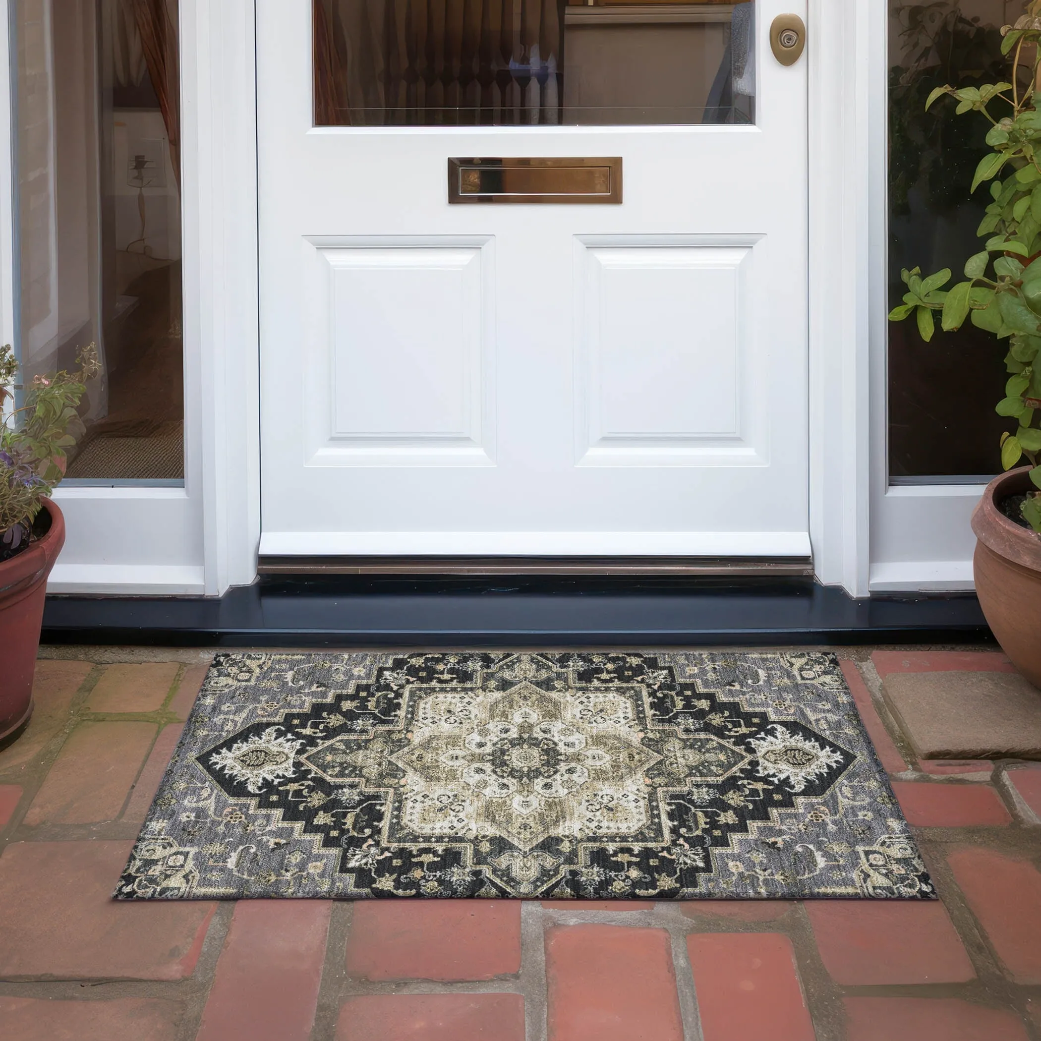 Machine Washable Indoor/ Outdoor Persian Traditional Chantille Rug