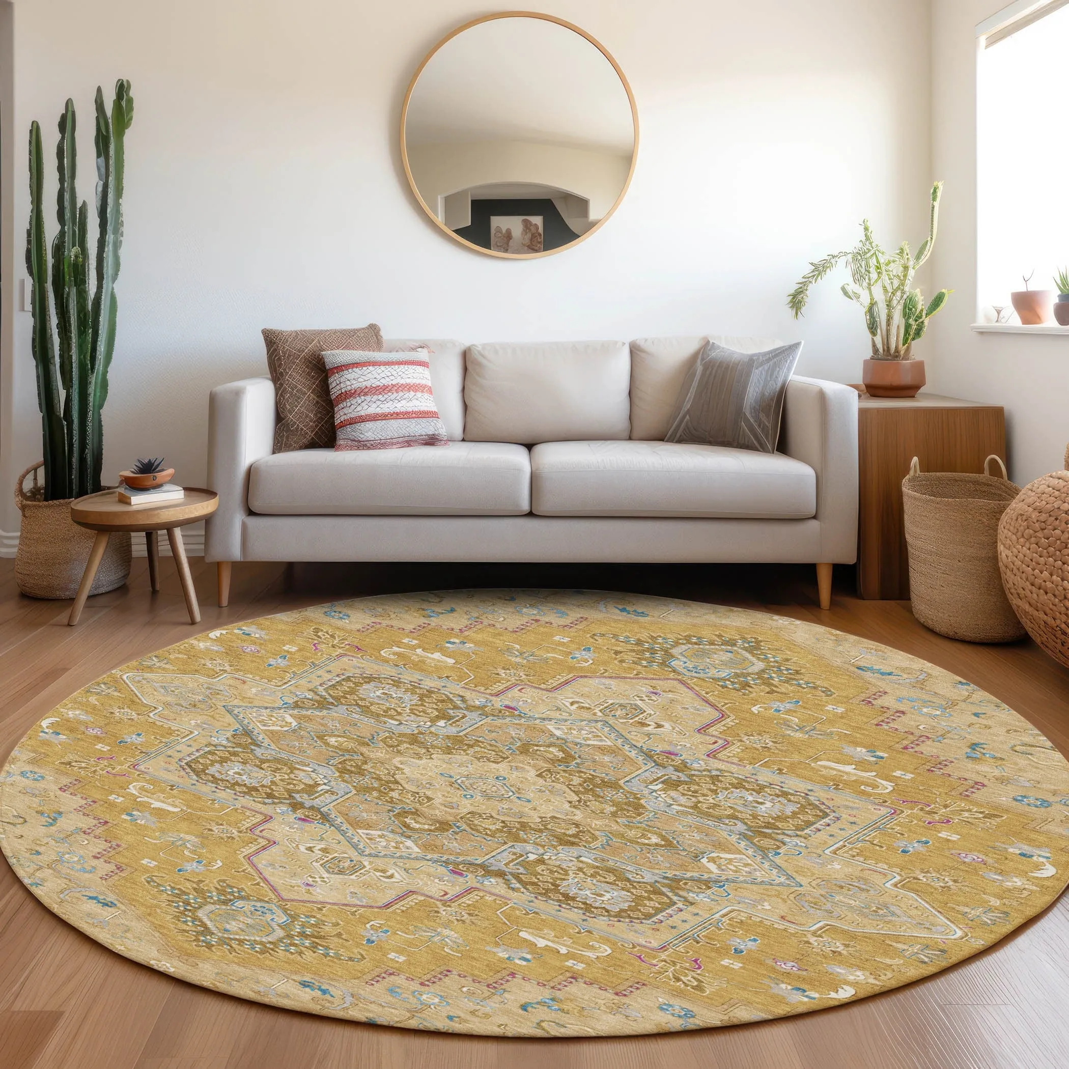 Machine Washable Indoor/ Outdoor Persian Traditional Chantille Rug