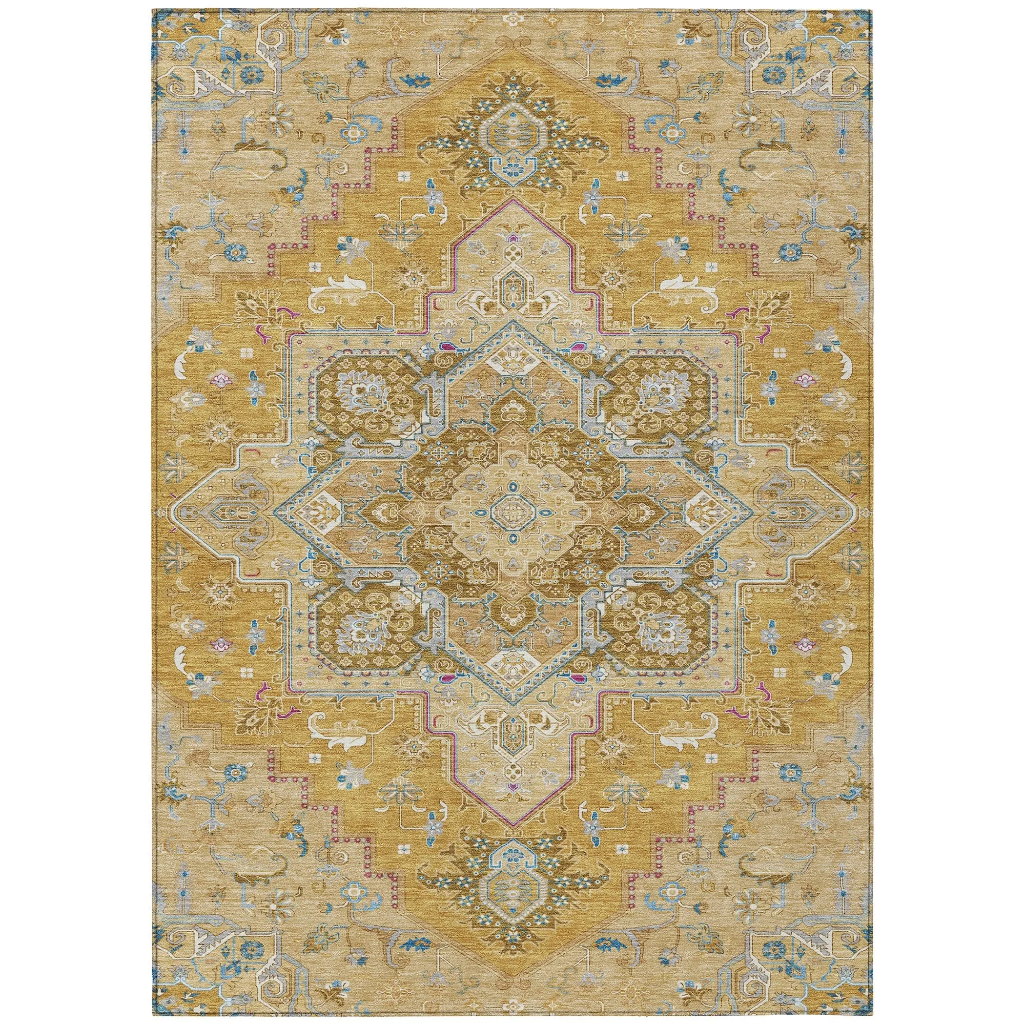 Machine Washable Indoor/ Outdoor Persian Traditional Chantille Rug