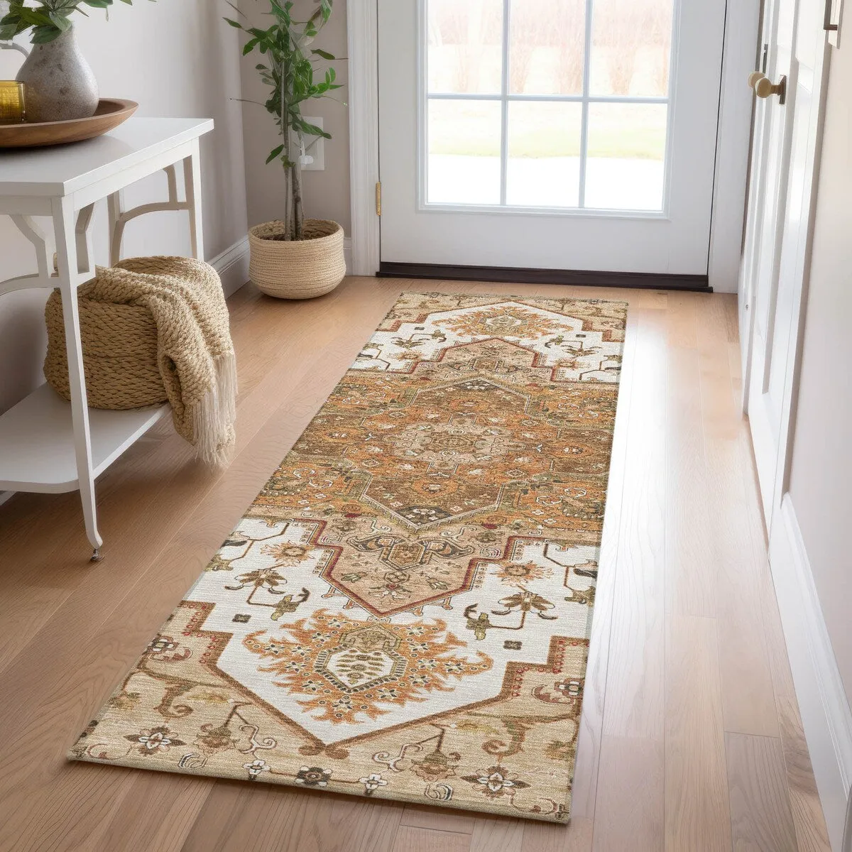 Machine Washable Indoor/ Outdoor Persian Traditional Chantille Rug