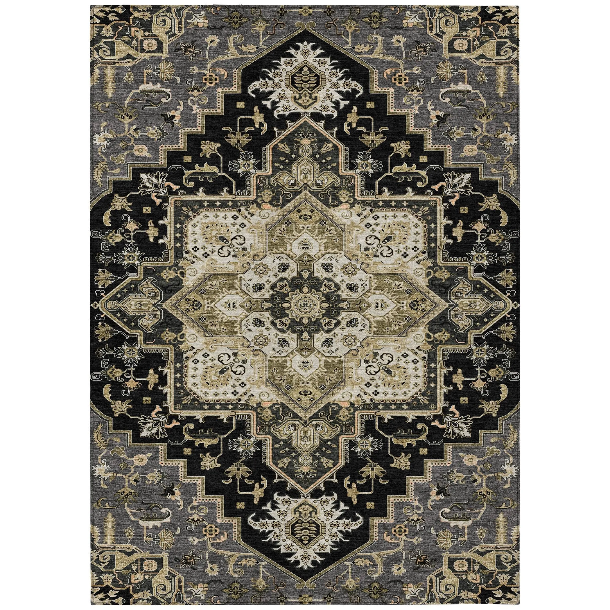 Machine Washable Indoor/ Outdoor Persian Traditional Chantille Rug