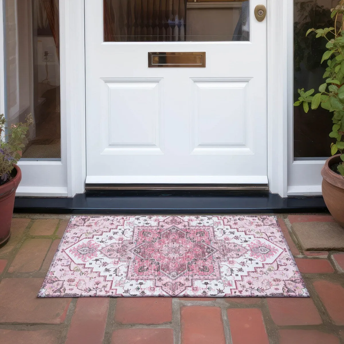 Machine Washable Indoor/ Outdoor Persian Traditional Chantille Rug