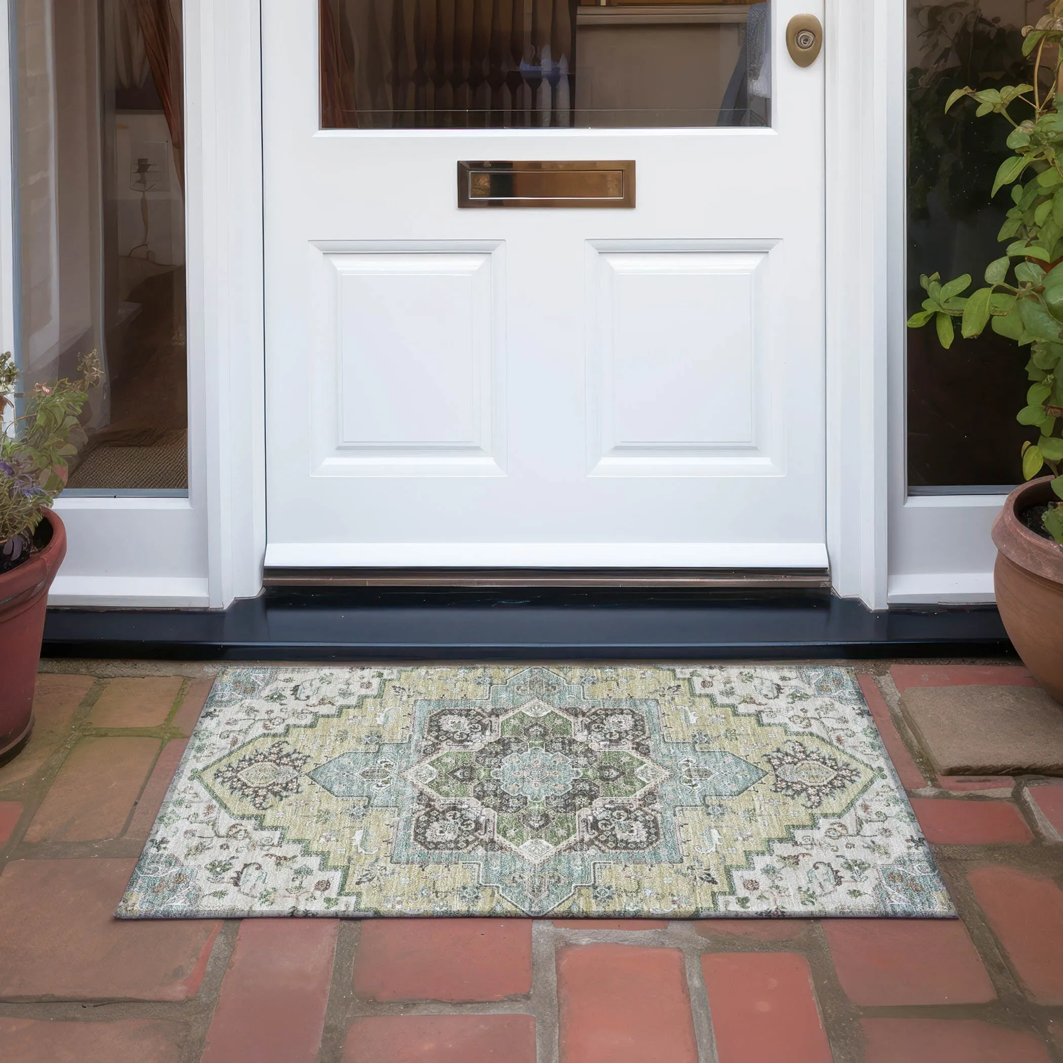 Machine Washable Indoor/ Outdoor Persian Traditional Chantille Rug