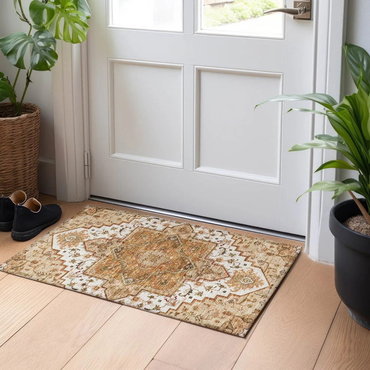 Machine Washable Indoor/ Outdoor Persian Traditional Chantille Rug