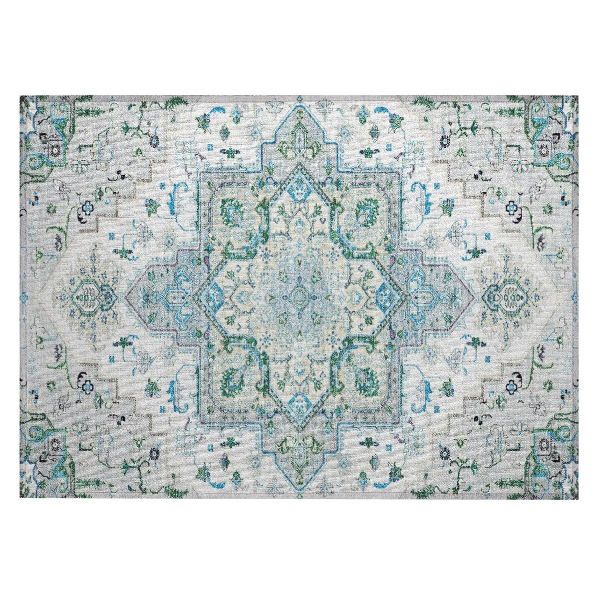 Machine Washable Indoor/ Outdoor Persian Traditional Chantille Rug