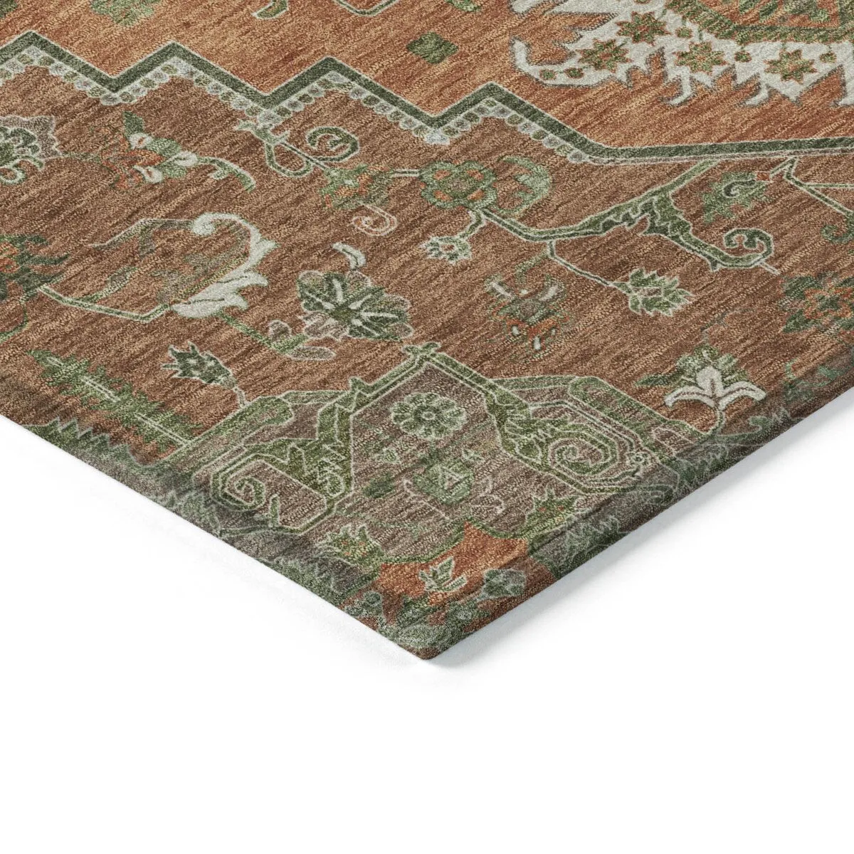 Machine Washable Indoor/ Outdoor Persian Traditional Chantille Rug
