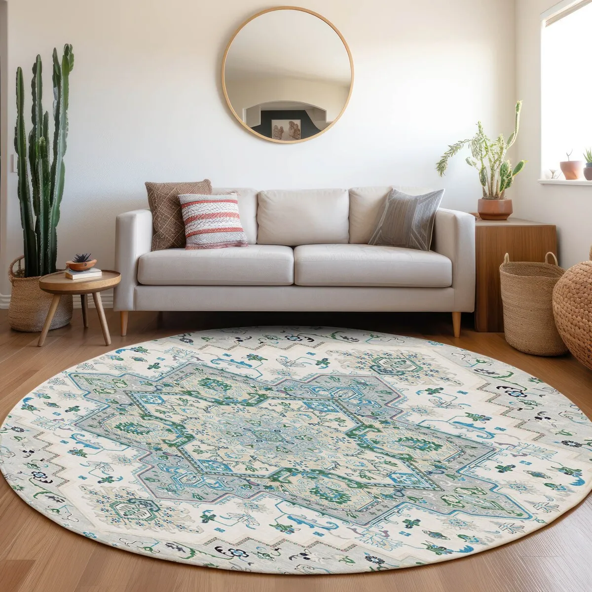 Machine Washable Indoor/ Outdoor Persian Traditional Chantille Rug