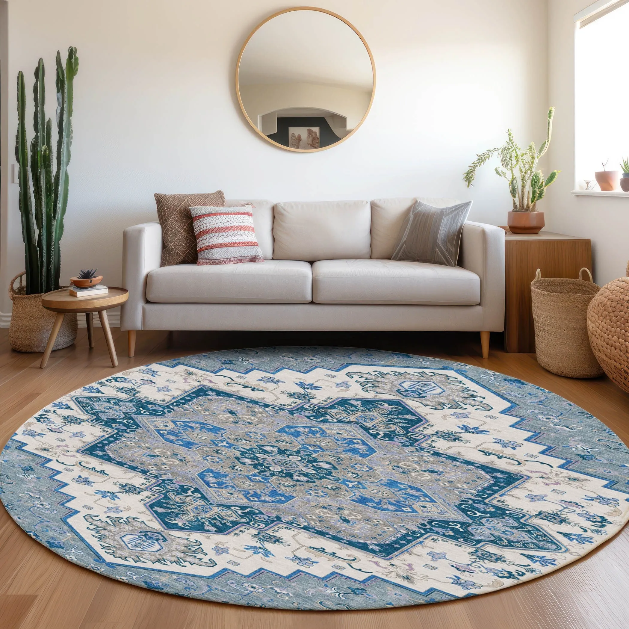 Machine Washable Indoor/ Outdoor Persian Traditional Chantille Rug