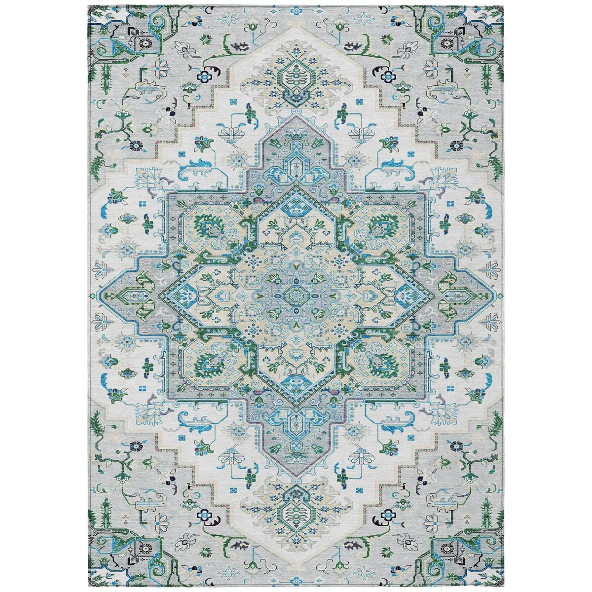 Machine Washable Indoor/ Outdoor Persian Traditional Chantille Rug