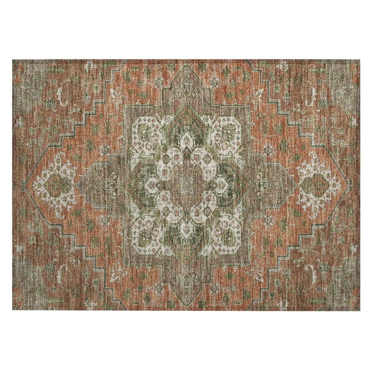Machine Washable Indoor/ Outdoor Persian Traditional Chantille Rug