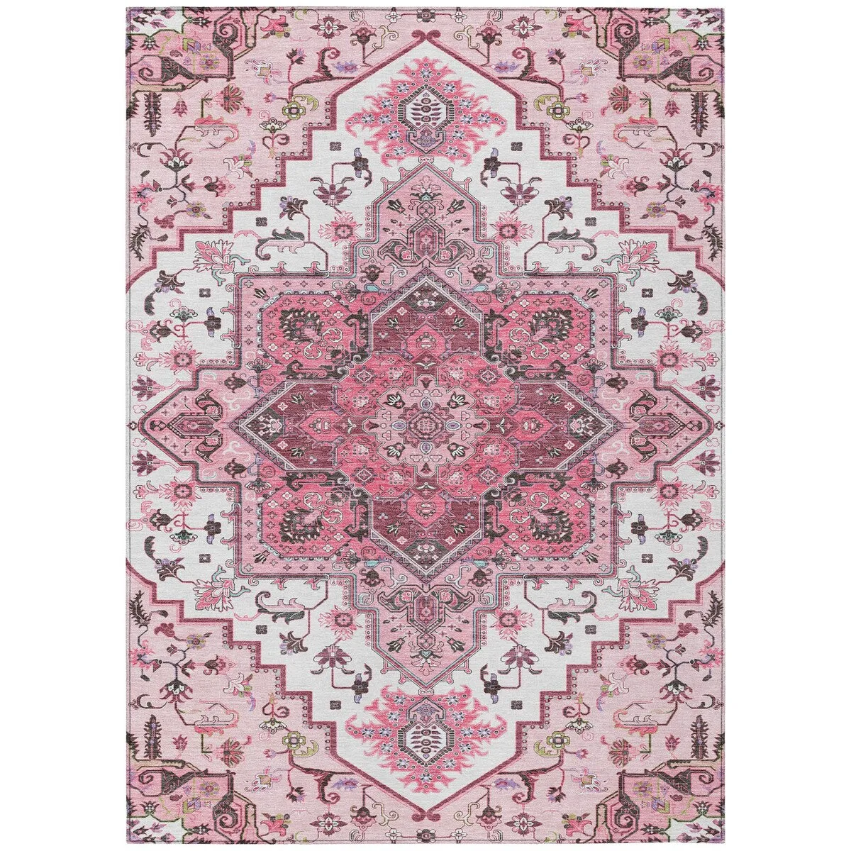 Machine Washable Indoor/ Outdoor Persian Traditional Chantille Rug