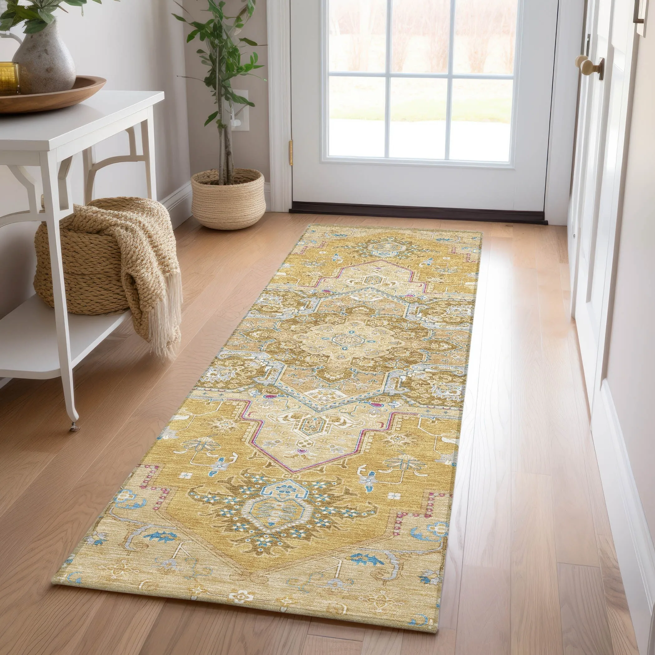 Machine Washable Indoor/ Outdoor Persian Traditional Chantille Rug