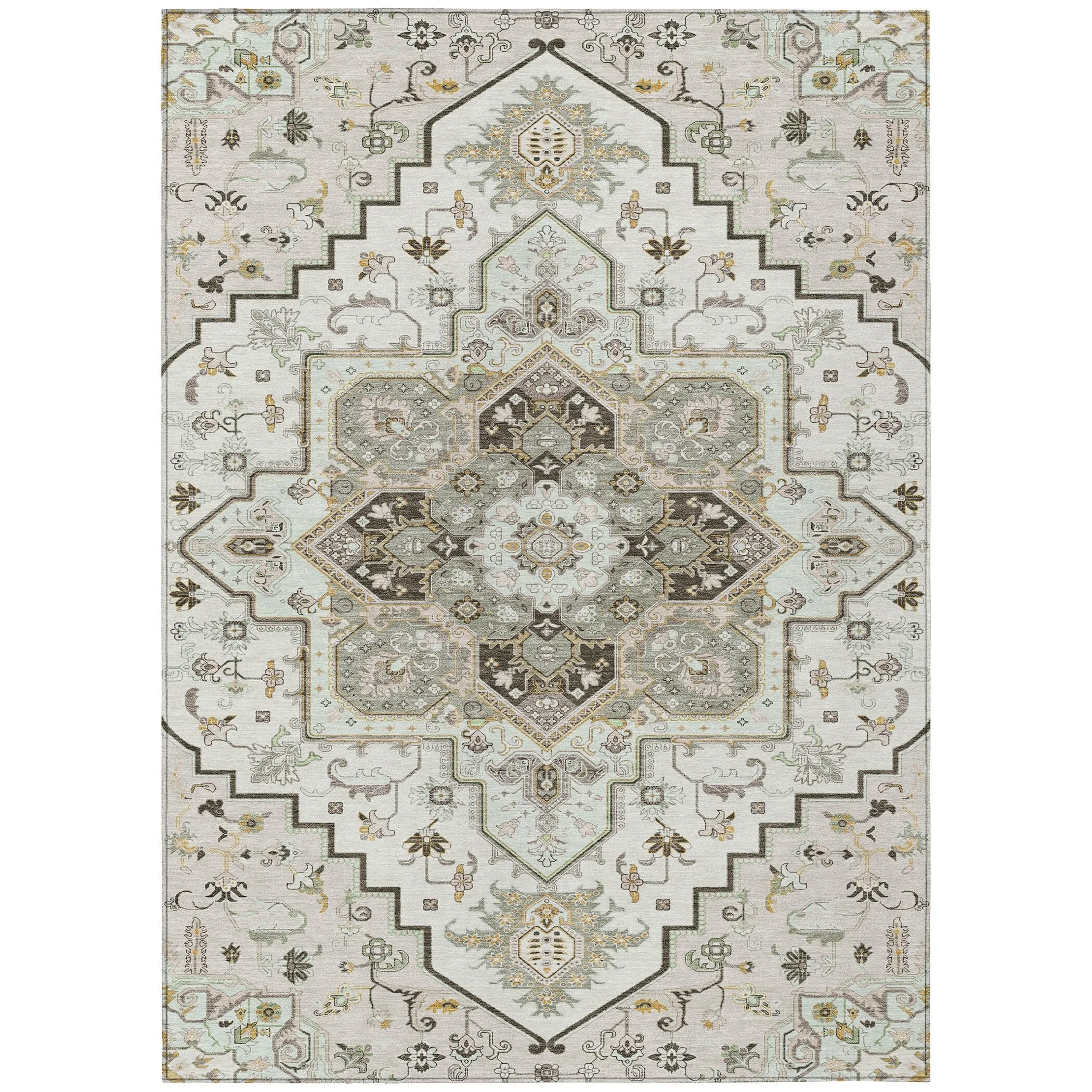 Machine Washable Indoor/ Outdoor Persian Traditional Chantille Rug