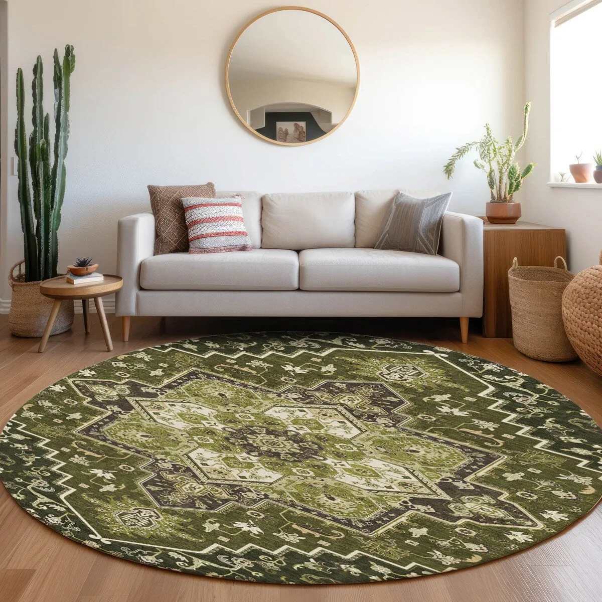 Machine Washable Indoor/ Outdoor Persian Traditional Chantille Rug