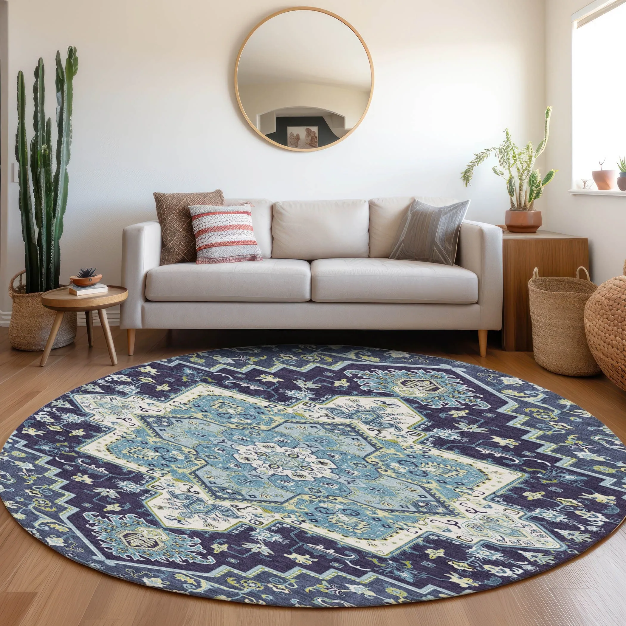 Machine Washable Indoor/ Outdoor Persian Traditional Chantille Rug