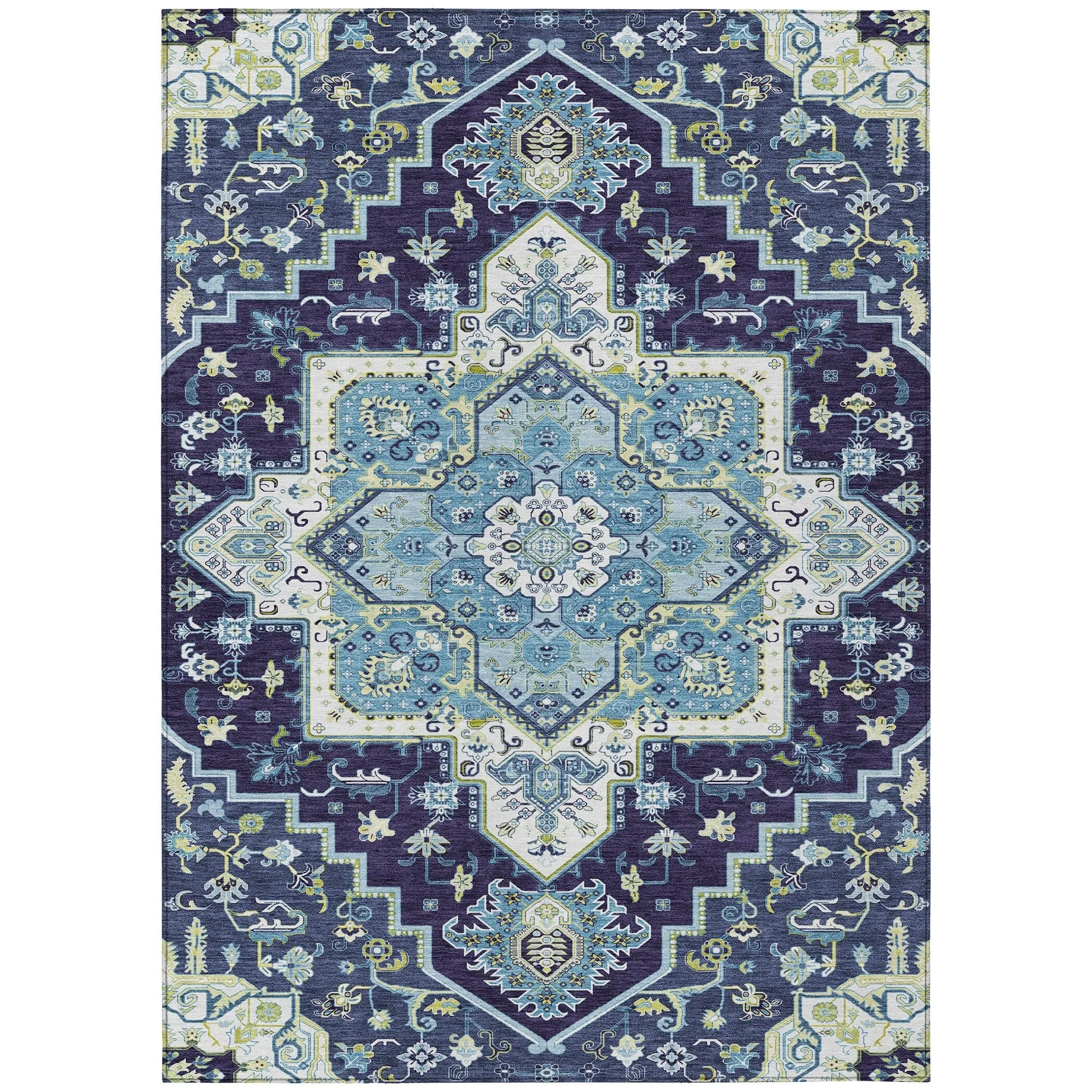 Machine Washable Indoor/ Outdoor Persian Traditional Chantille Rug