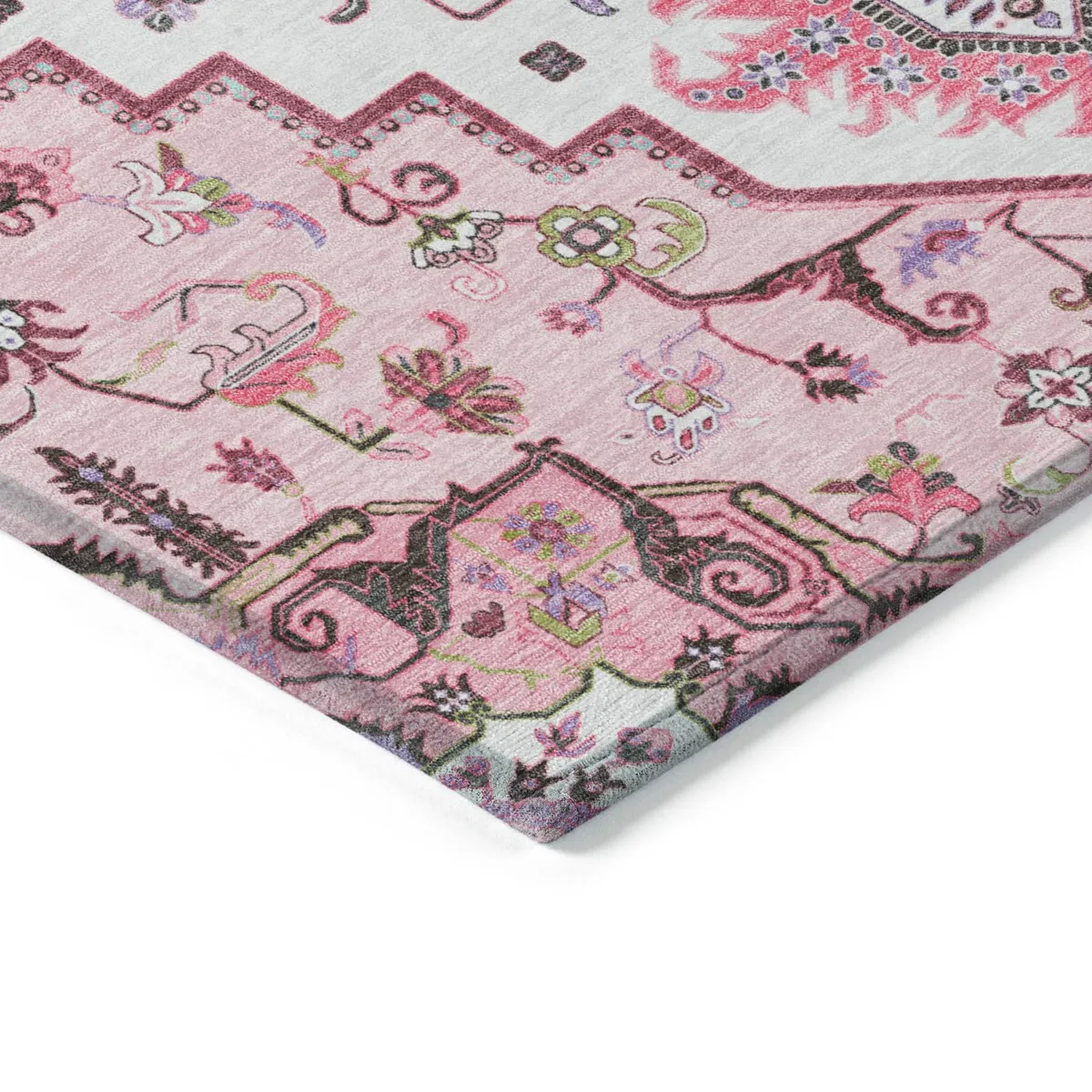 Machine Washable Indoor/ Outdoor Persian Traditional Chantille Rug