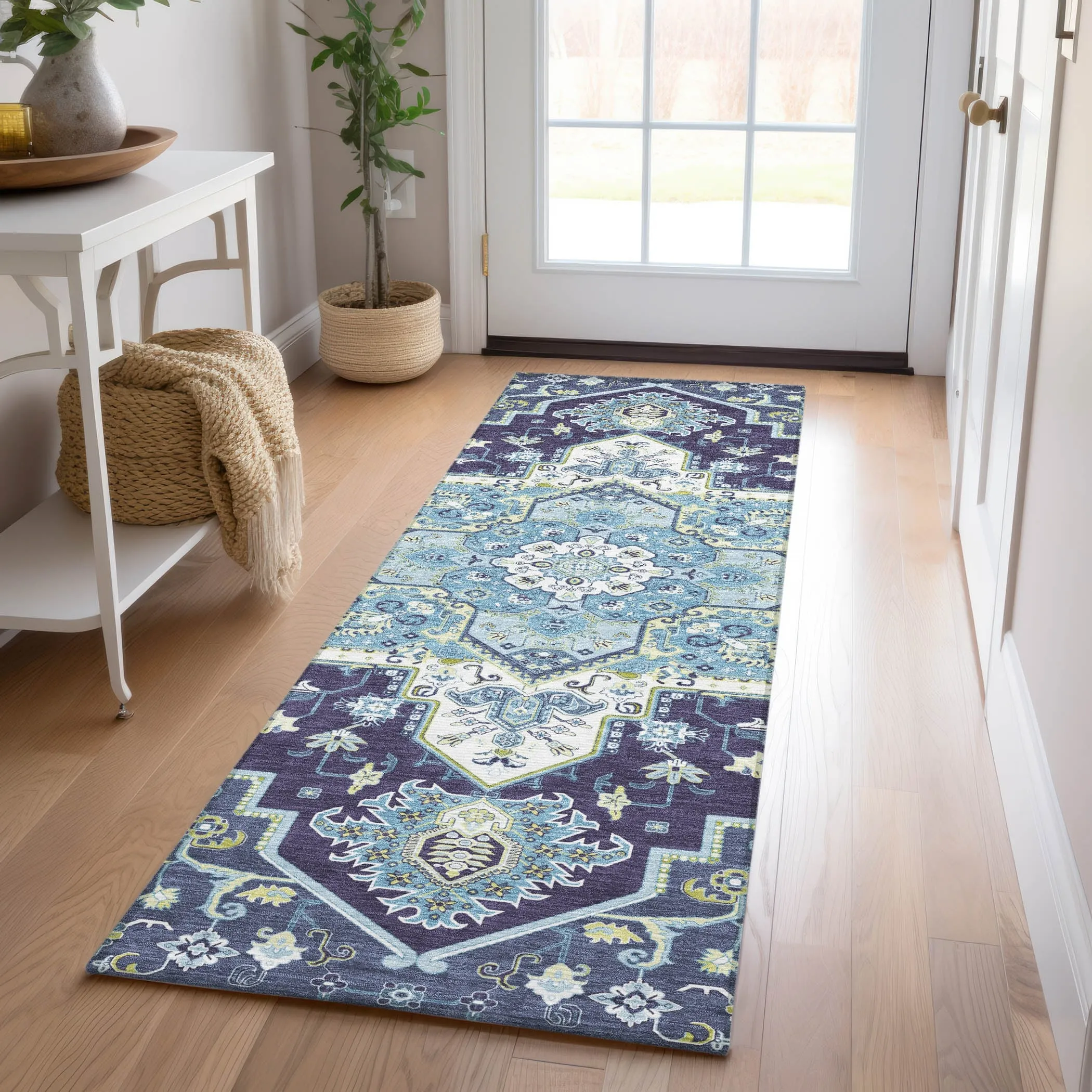 Machine Washable Indoor/ Outdoor Persian Traditional Chantille Rug