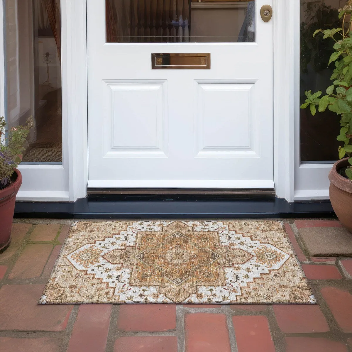 Machine Washable Indoor/ Outdoor Persian Traditional Chantille Rug