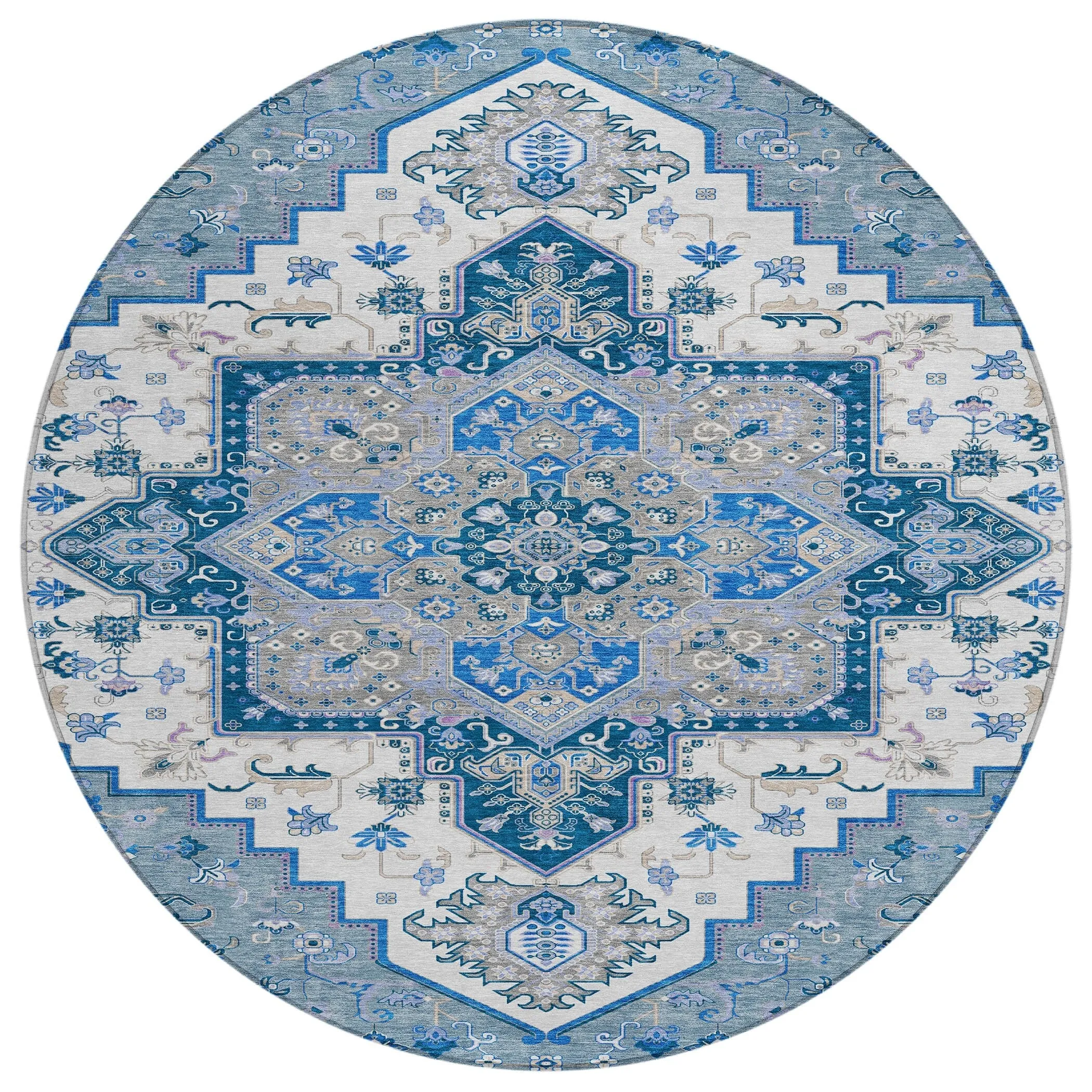 Machine Washable Indoor/ Outdoor Persian Traditional Chantille Rug