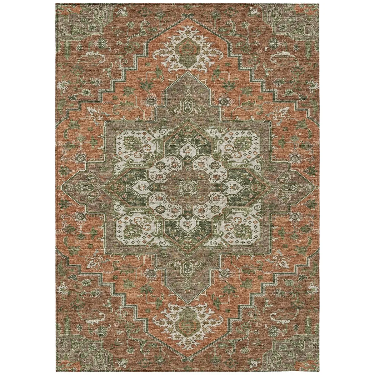 Machine Washable Indoor/ Outdoor Persian Traditional Chantille Rug