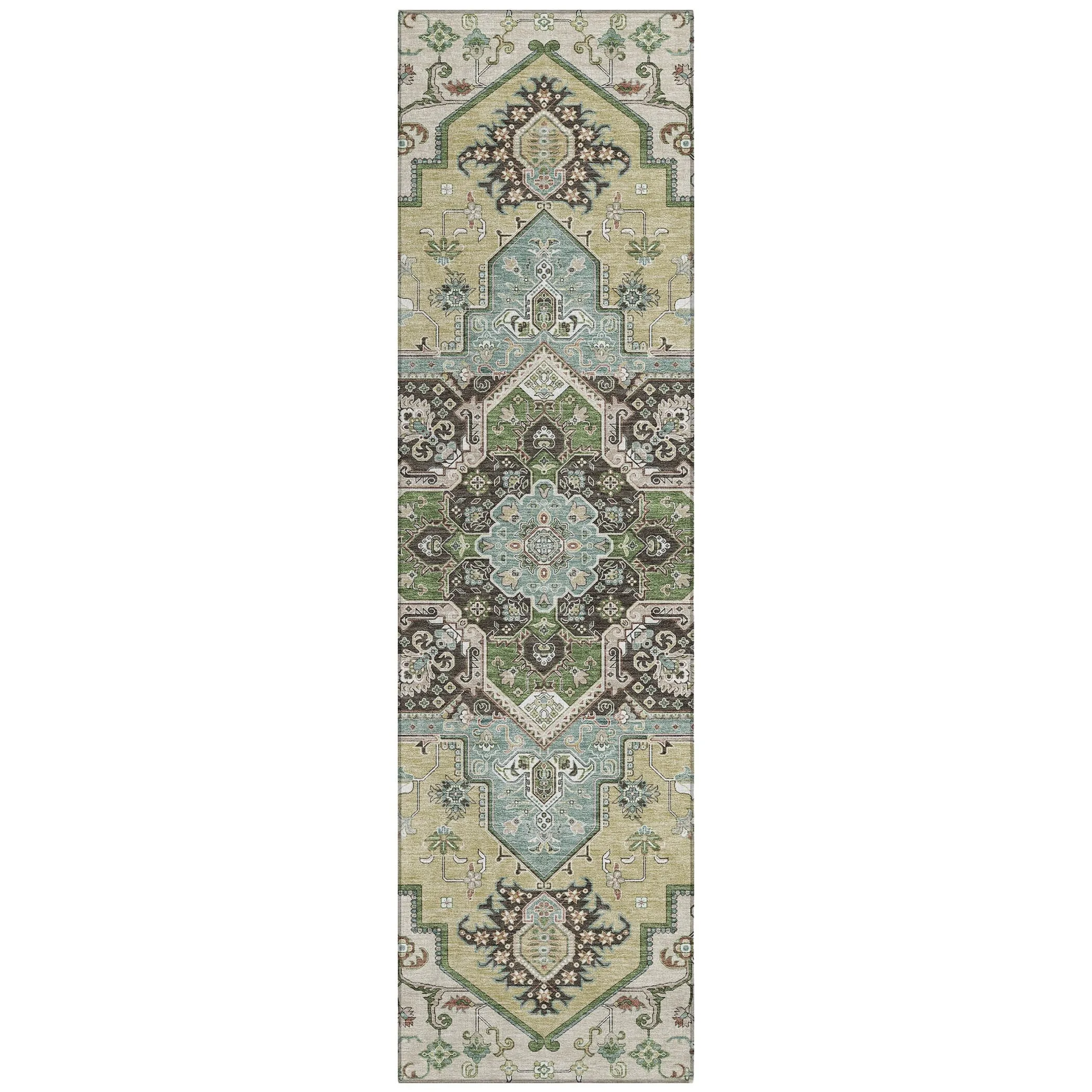 Machine Washable Indoor/ Outdoor Persian Traditional Chantille Rug