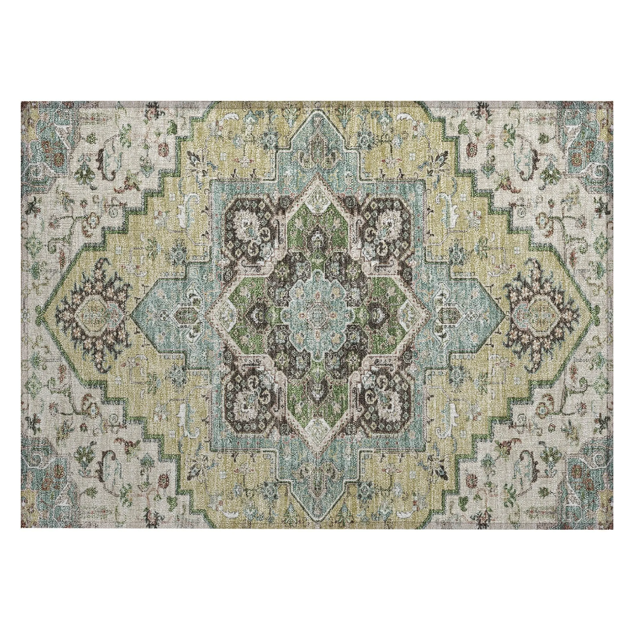 Machine Washable Indoor/ Outdoor Persian Traditional Chantille Rug