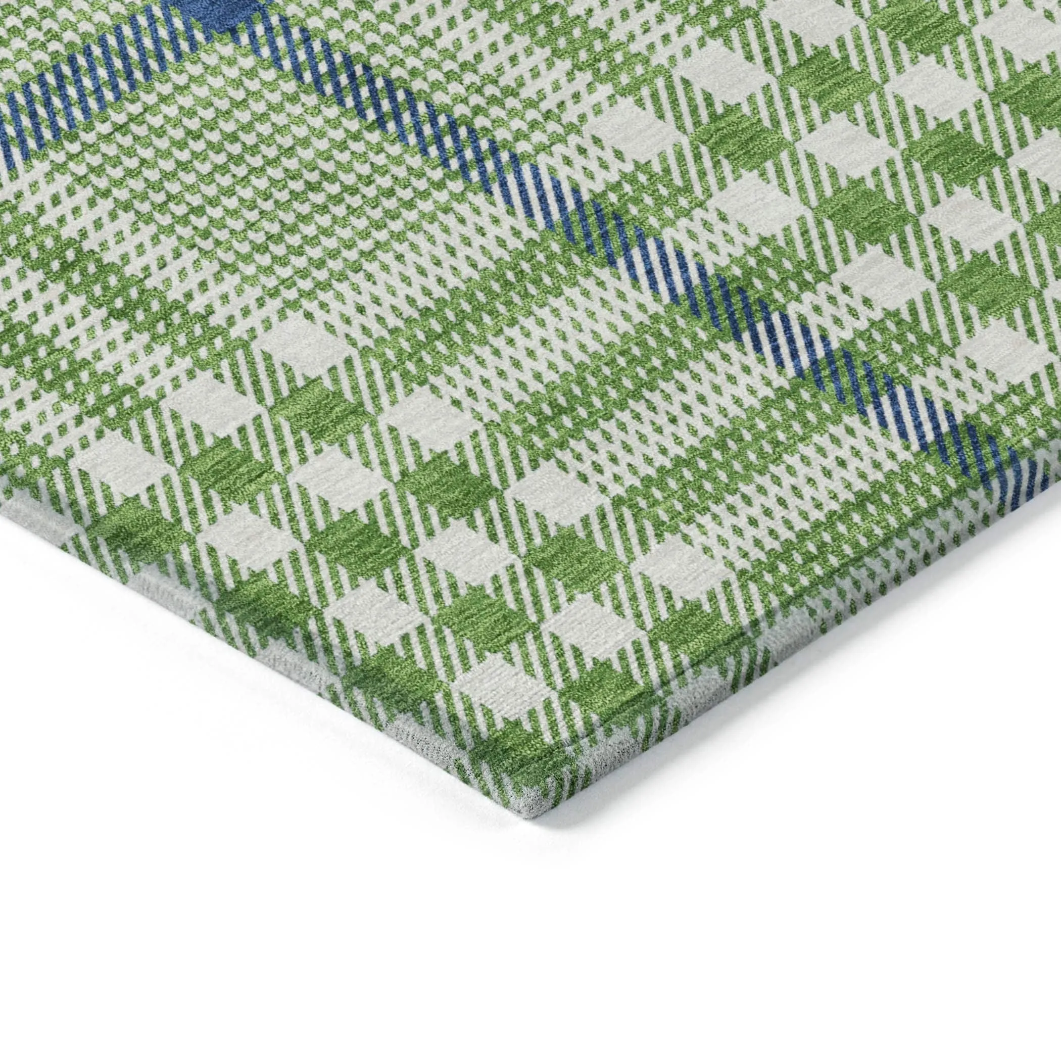 Machine Washable Indoor/ Outdoor Plaid Chantille Rug